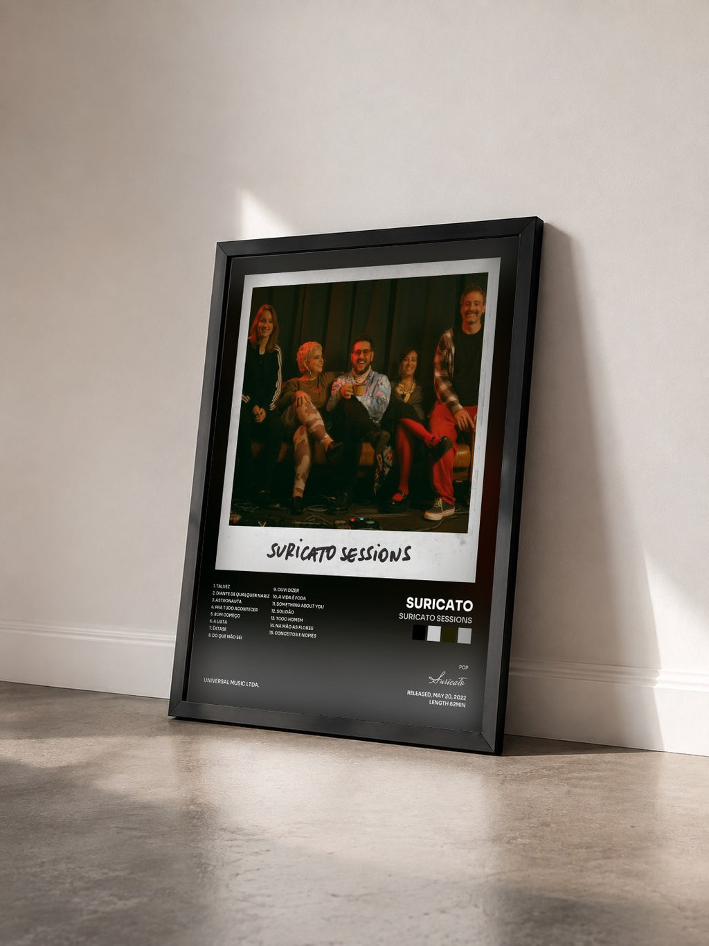 #noir Tableau de l'album Suricato Sessions de Suricato vu de trois quarts, cadre noir