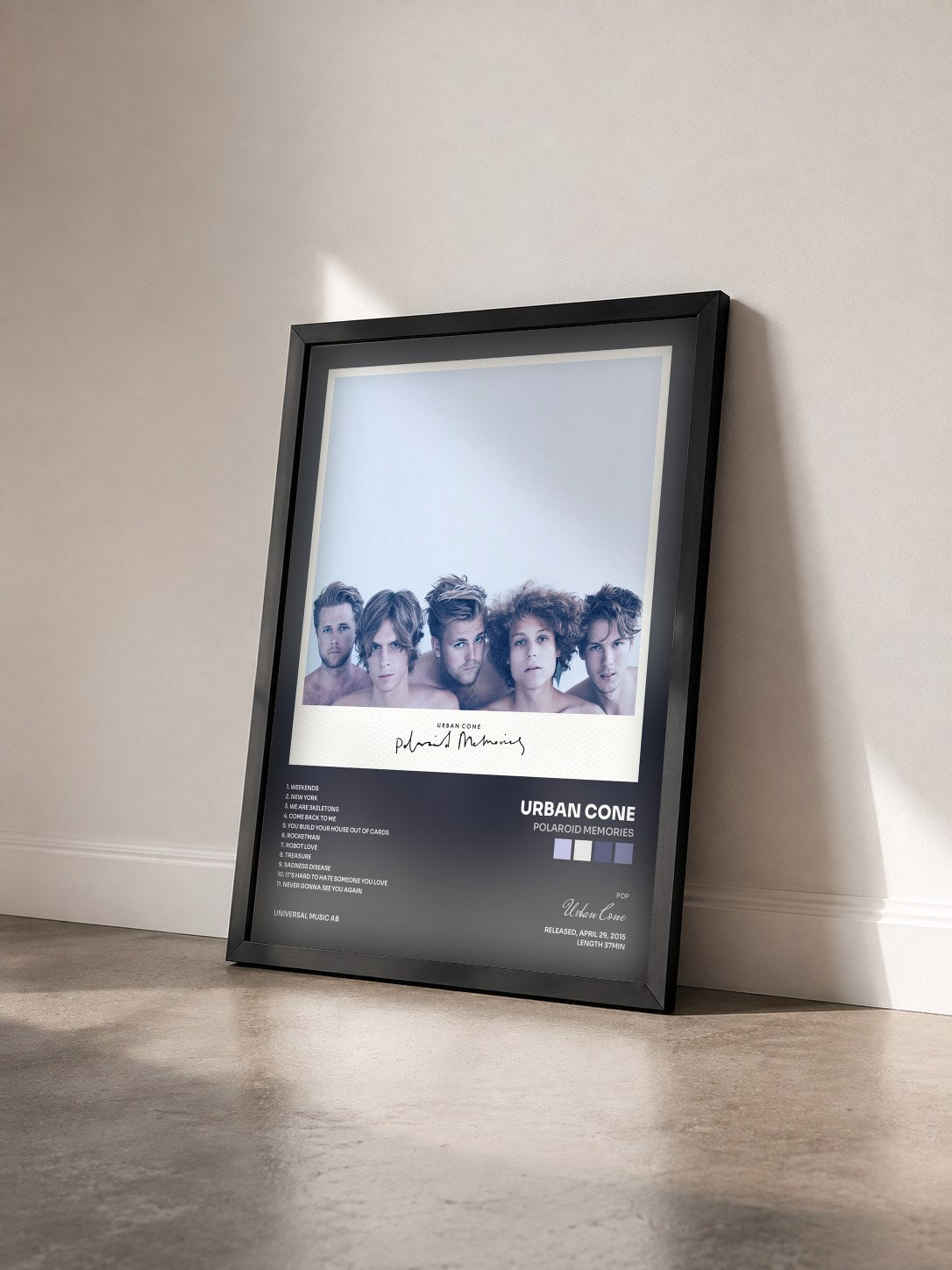 #noir Tableau de l'album Polaroid Memories de Urban Cone vu de trois quarts, cadre noir