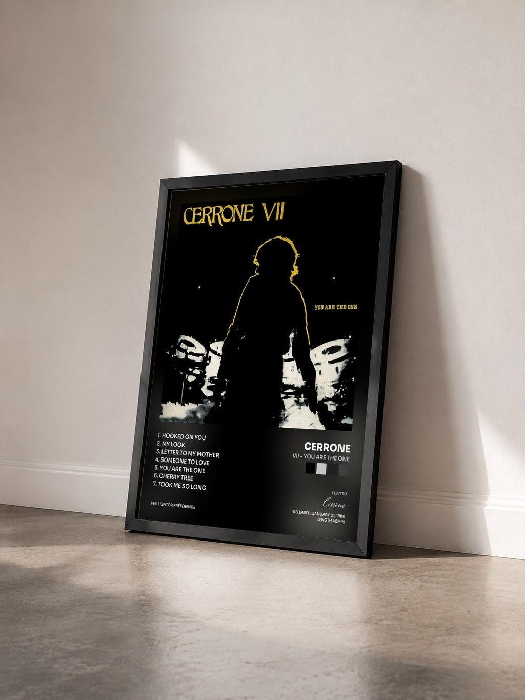 #noir Tableau de l'album VII - You Are the One de Cerrone vu de trois quarts, cadre noir