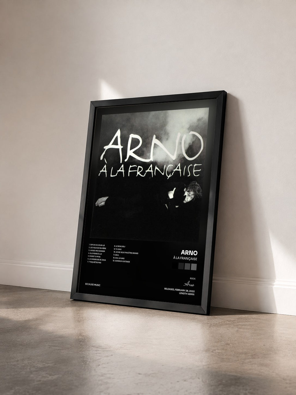 #noir Tableau de l'album À la française de Arno vu de trois quarts, cadre noir