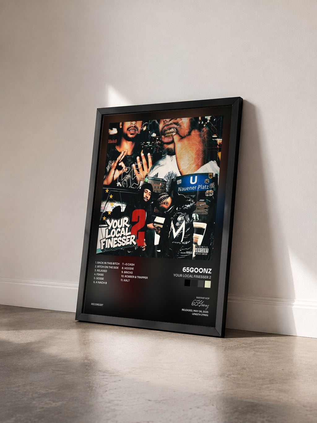 #noir Tableau de l'album Your Local Finesser 2 de 65Goonz vu de trois quarts, cadre noir