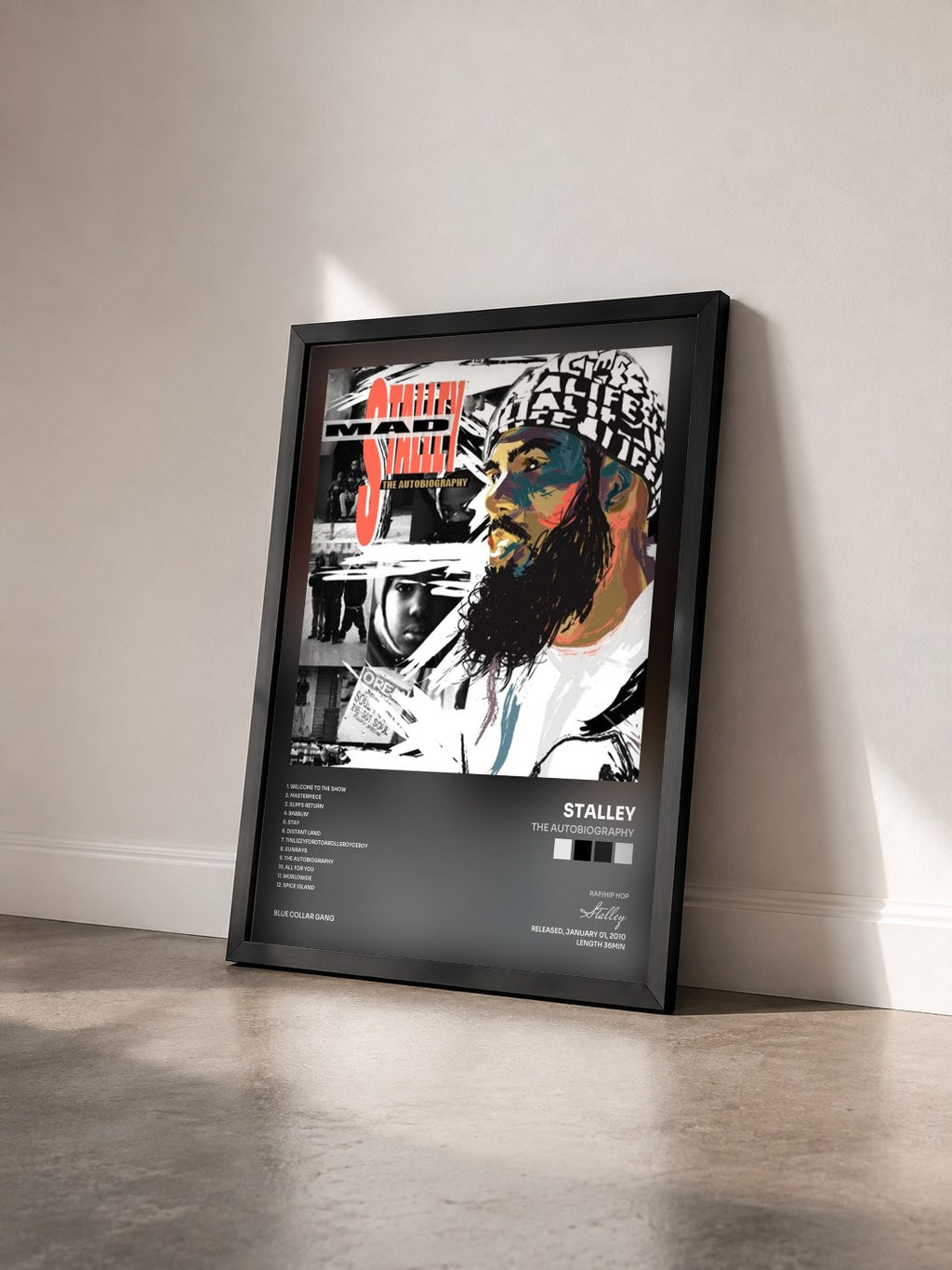 #noir Tableau de l'album The Autobiography de Stalley vu de trois quarts, cadre noir