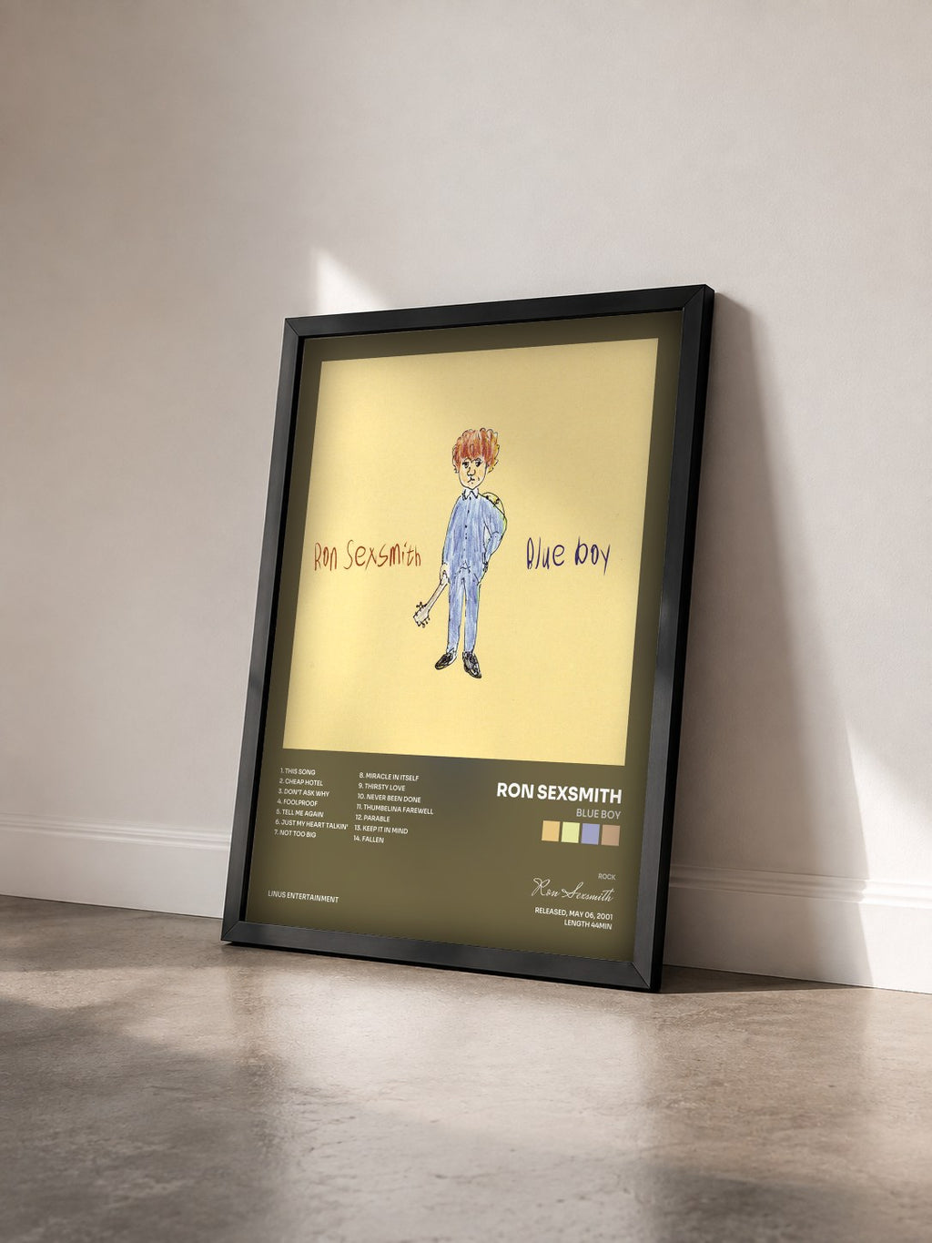 #noir Tableau de l'album Blue Boy de Ron Sexsmith vu de trois quarts, cadre noir