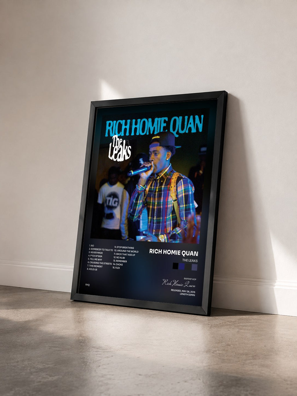 #noir Tableau de l'album The Leaks de Rich Homie Quan vu de trois quarts, cadre noir