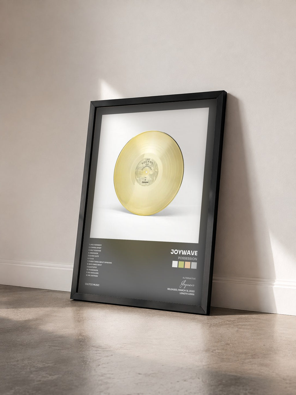 #noir Tableau de l'album Possession de Joywave vu de trois quarts, cadre noir