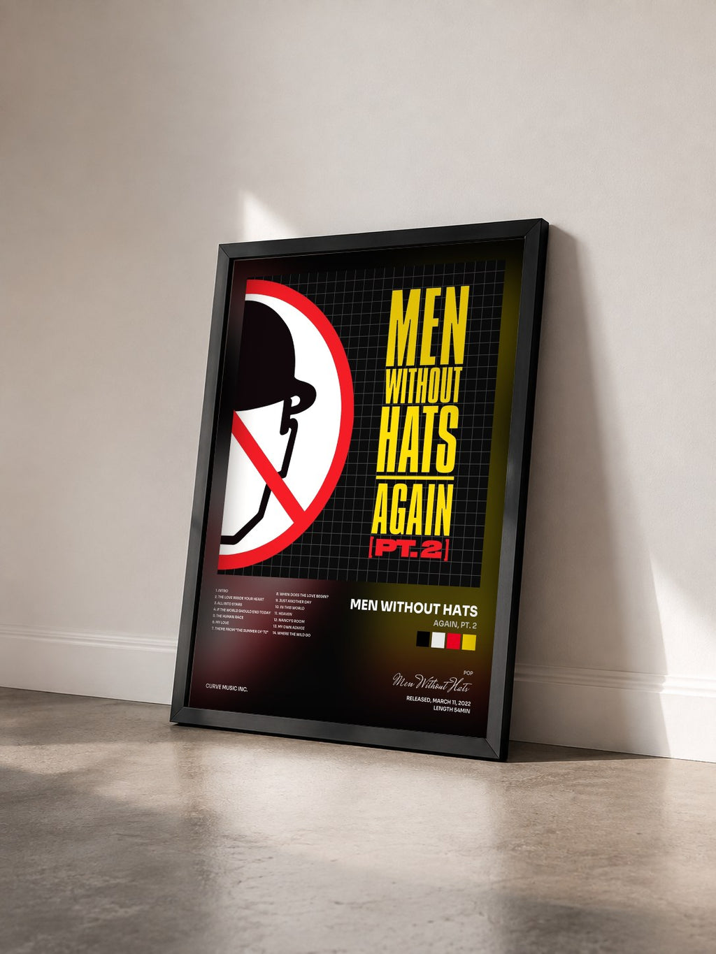#noir Tableau de l'album Again, Pt. 2 de Men Without Hats vu de trois quarts, cadre noir