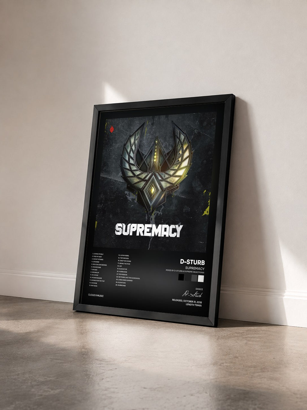 #noir Tableau de l'album Supremacy (Mixed By D-Sturb & Supreme Selections) de D-Sturb vu de trois quarts, cadre noir