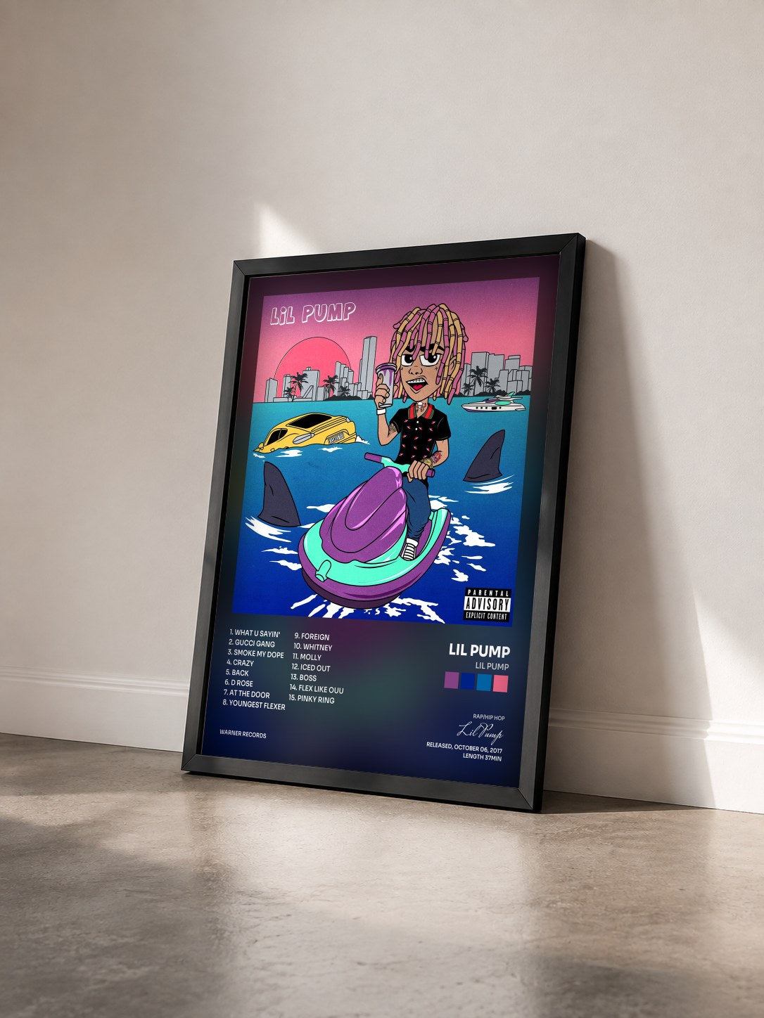 #noir Tableau de l'album Lil Pump de Lil Pump vu de trois quarts, cadre noir