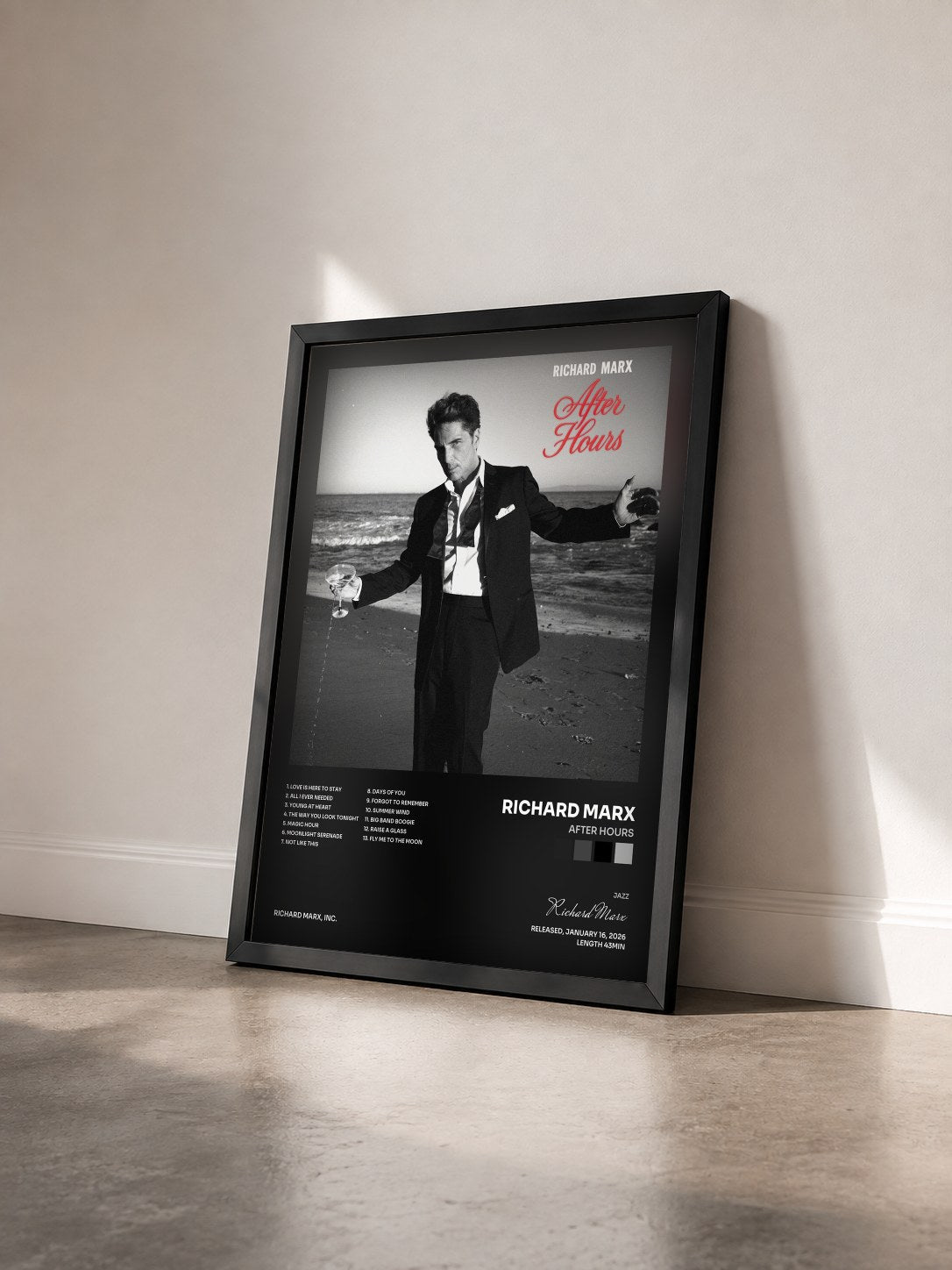 #noir Tableau de l'album After Hours de Richard Marx vu de trois quarts, cadre noir