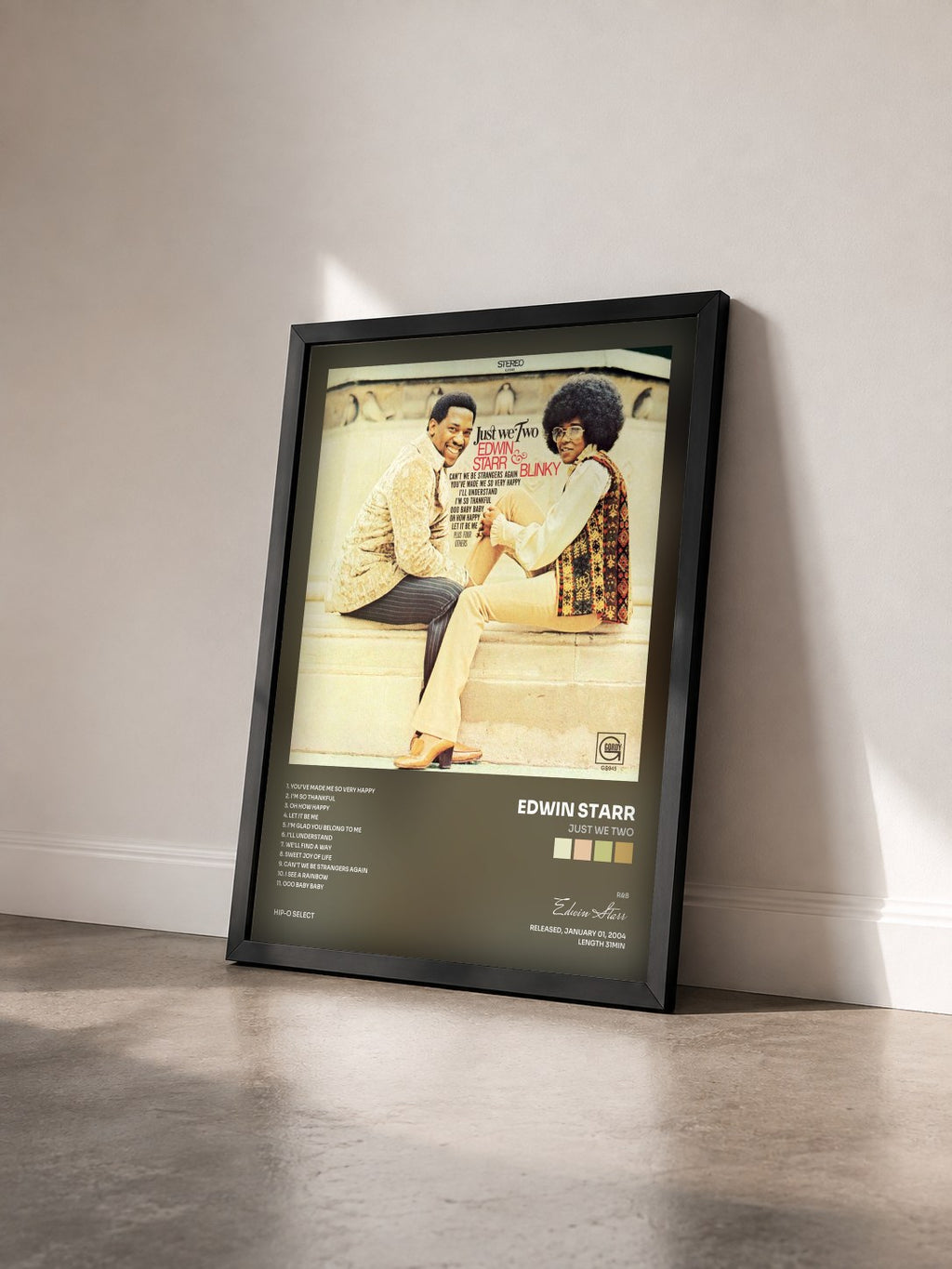 #noir Tableau de l'album Just We Two de Edwin Starr vu de trois quarts, cadre noir
