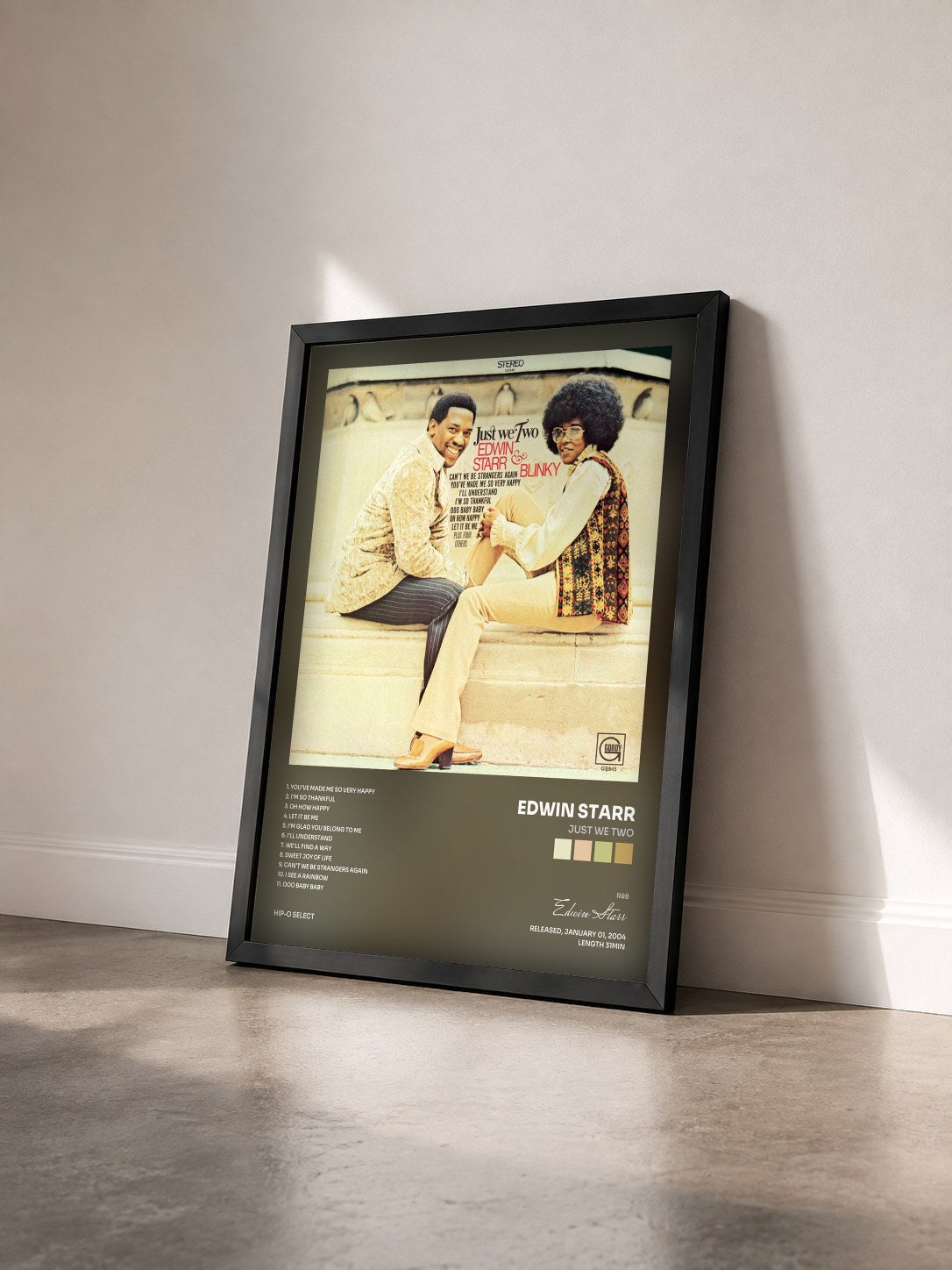 #noir Tableau de l'album Just We Two de Edwin Starr vu de trois quarts, cadre noir