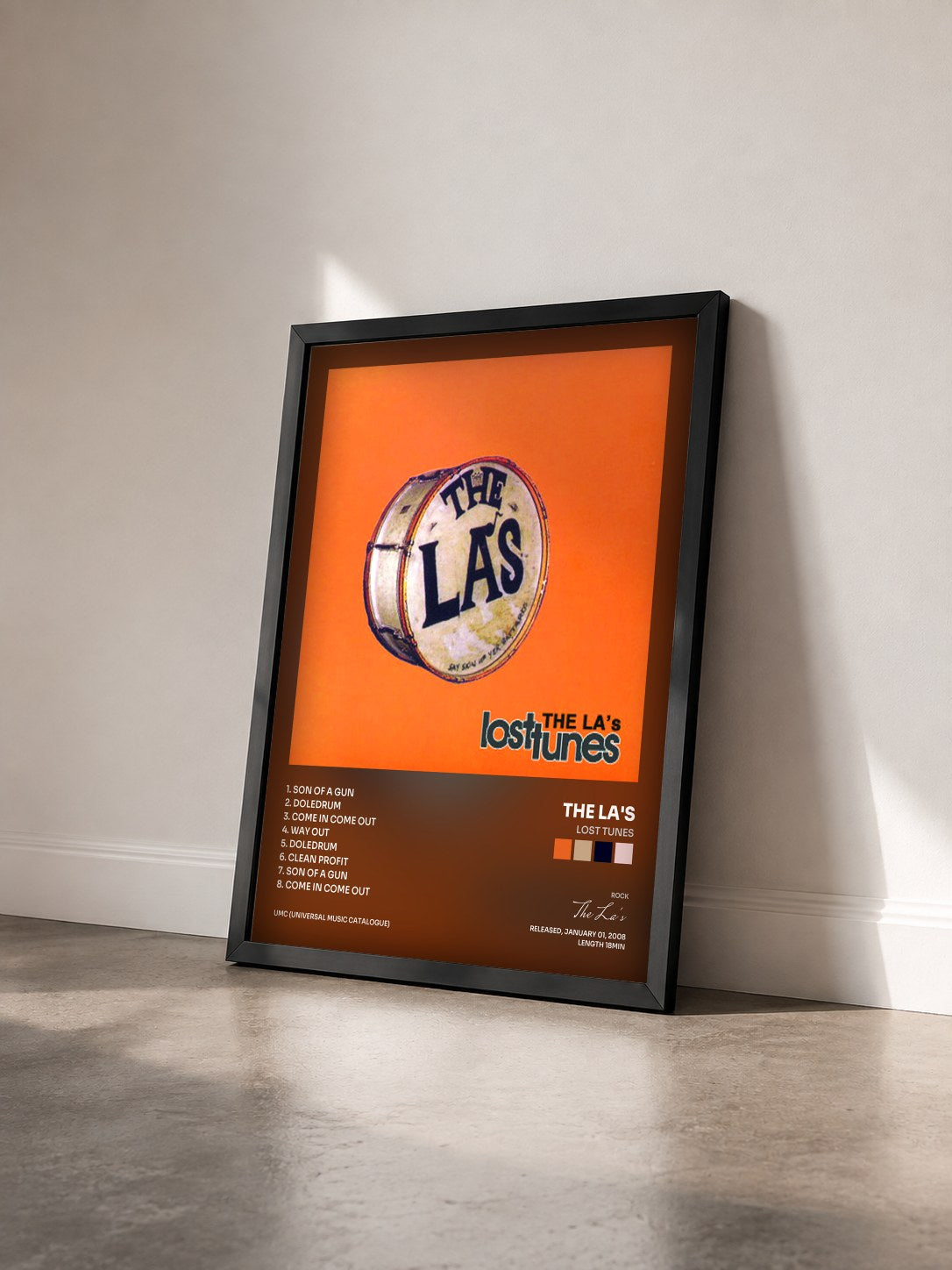 #noir Tableau de l'album Lost Tunes de The La's vu de trois quarts, cadre noir