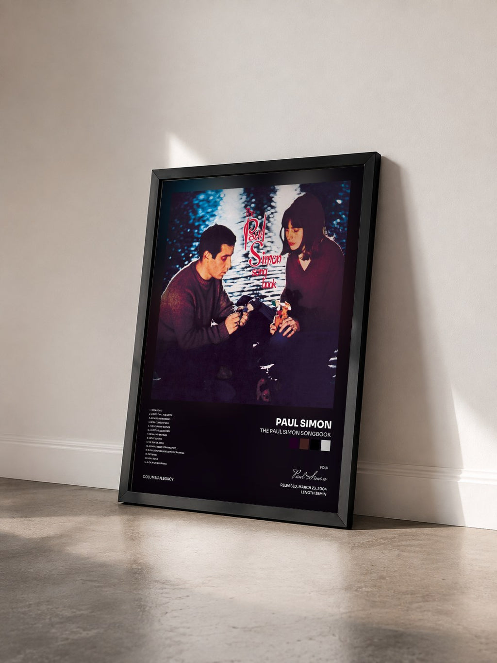 #noir Tableau de l'album The Paul Simon Songbook de Paul Simon vu de trois quarts, cadre noir