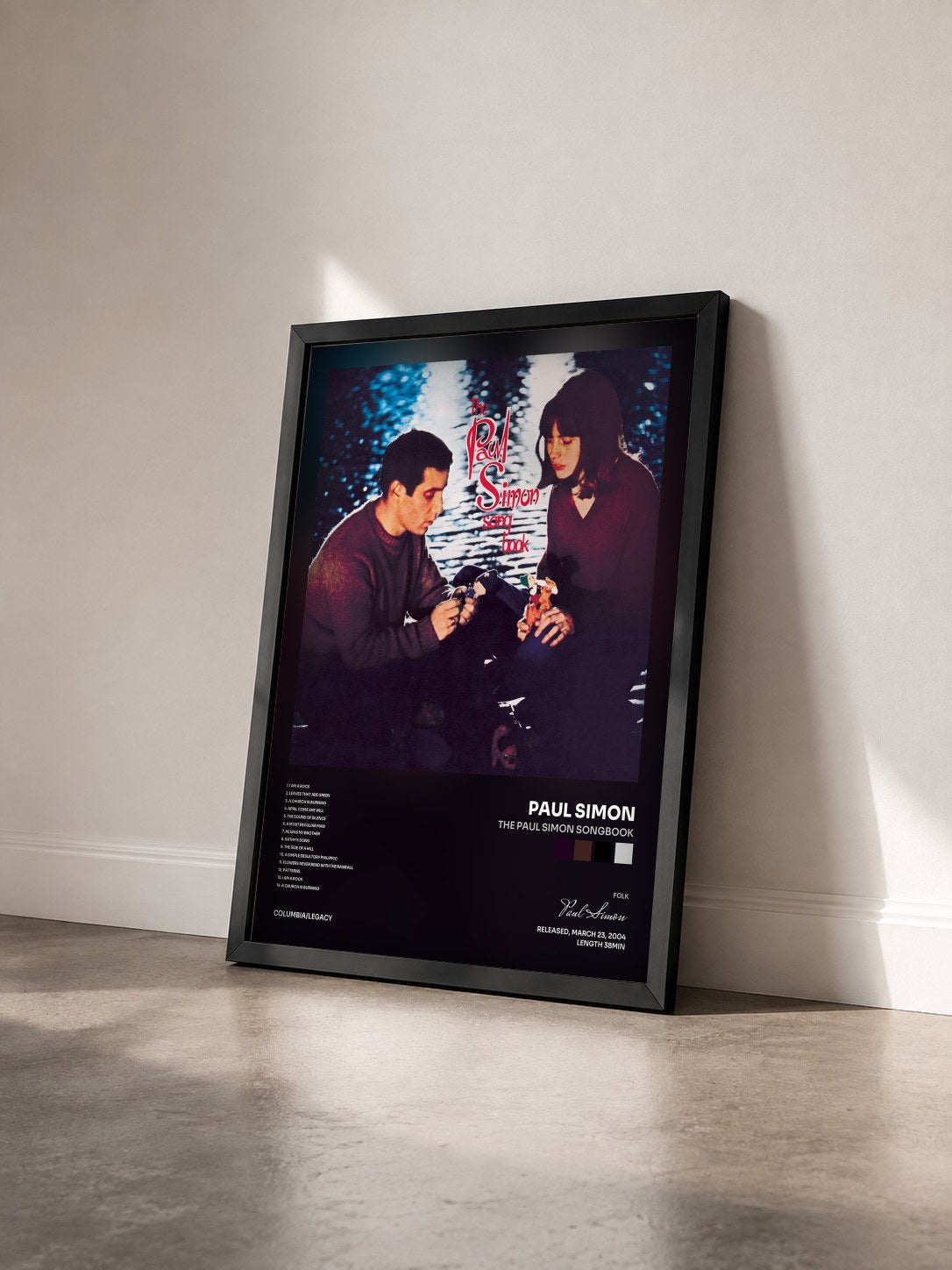#noir Tableau de l'album The Paul Simon Songbook de Paul Simon vu de trois quarts, cadre noir