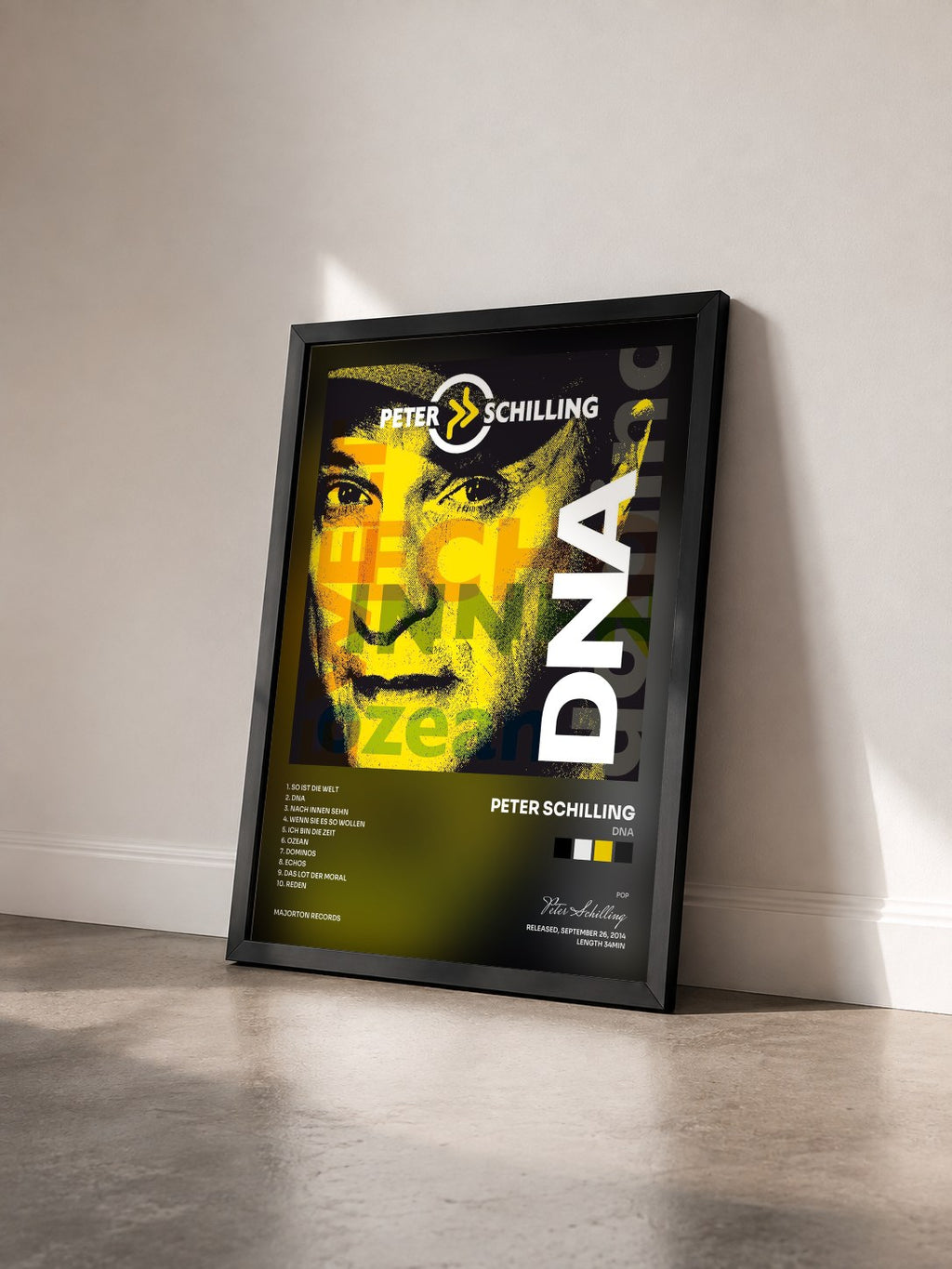#noir Tableau de l'album DNA de Peter Schilling vu de trois quarts, cadre noir