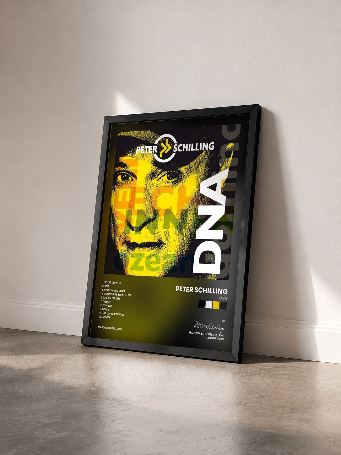 #noir Tableau de l'album DNA de Peter Schilling vu de trois quarts, cadre noir
