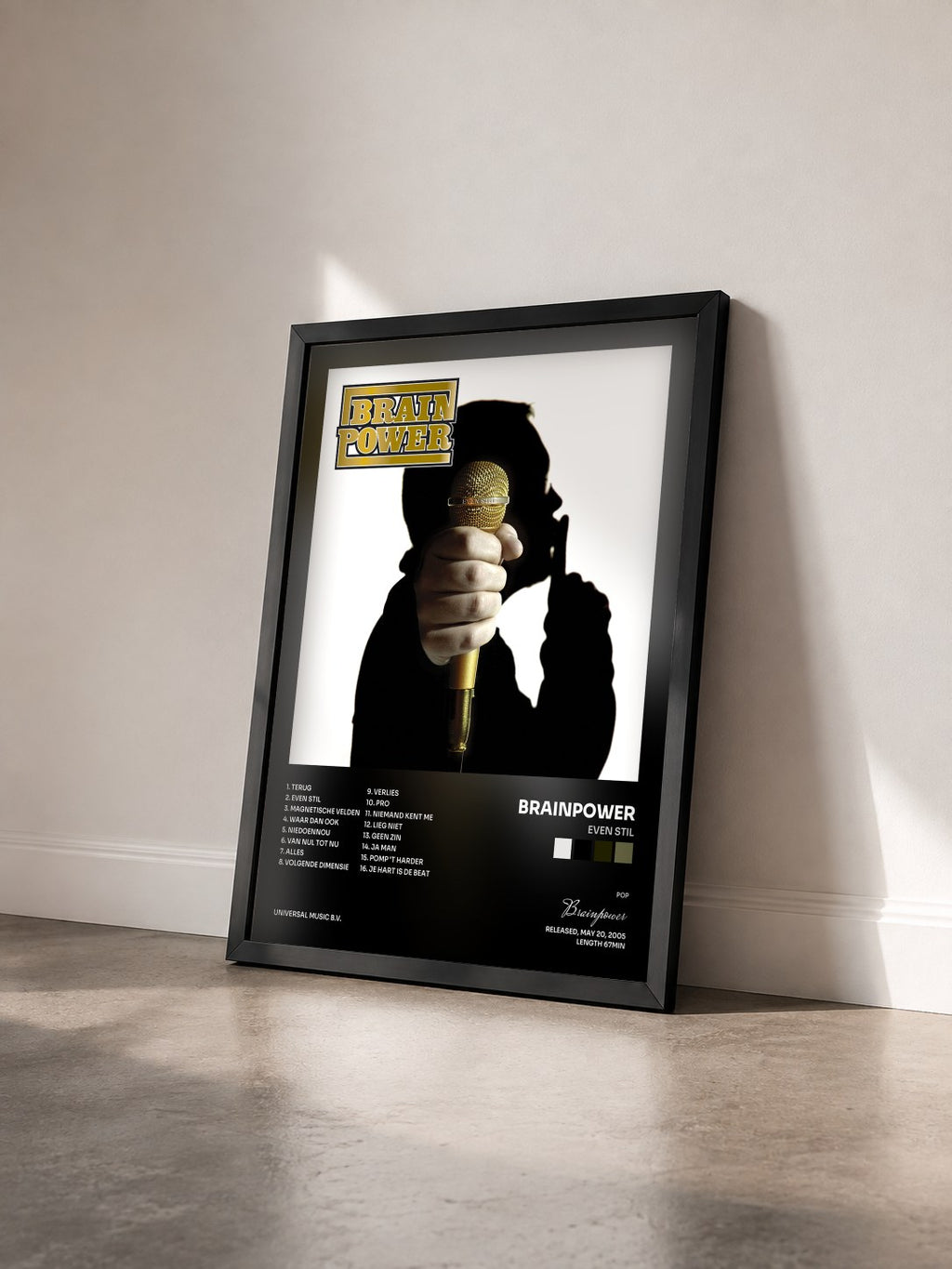 #noir Tableau de l'album Even Stil de Brainpower vu de trois quarts, cadre noir