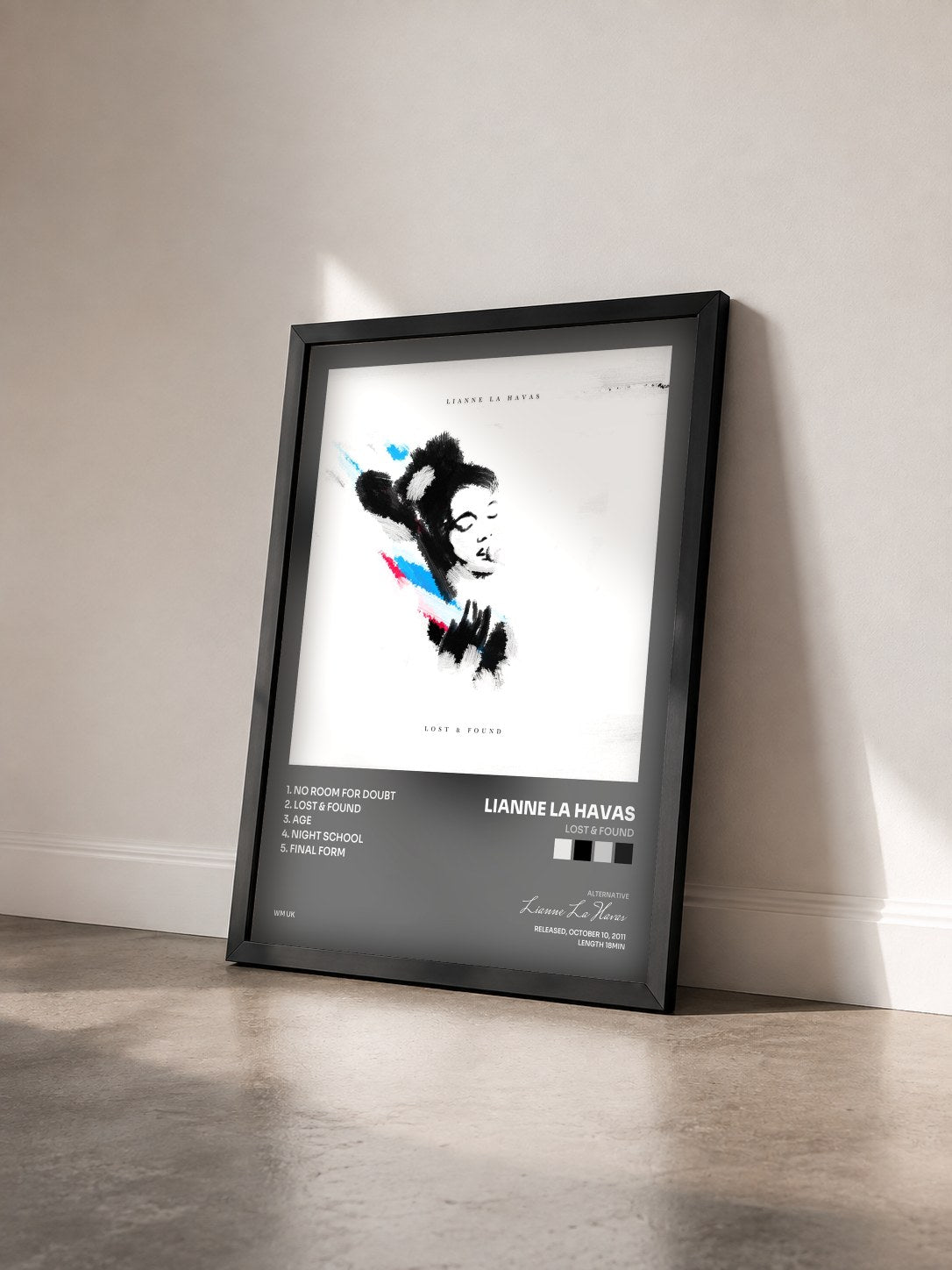 #noir Tableau de l'album Lost & Found de Lianne La Havas vu de trois quarts, cadre noir