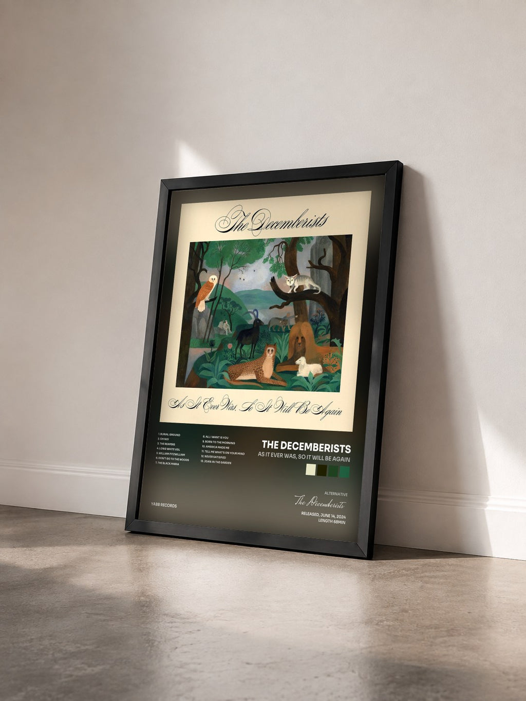 #noir Tableau de l'album As It Ever Was, So It Will Be Again de The Decemberists vu de trois quarts, cadre noir