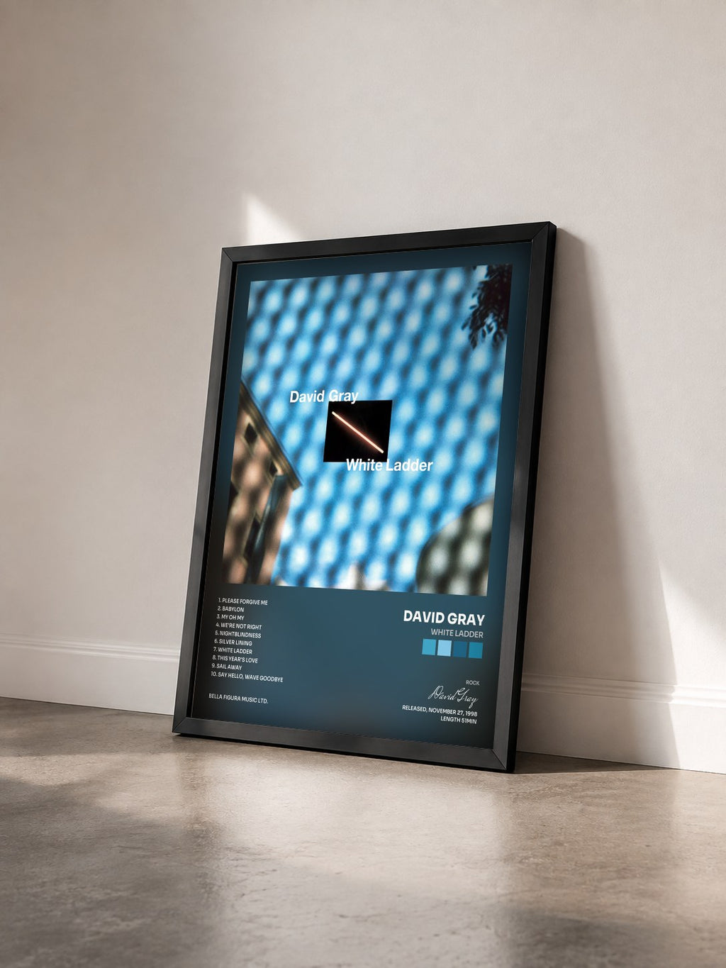 #noir Tableau de l'album White Ladder de David Gray vu de trois quarts, cadre noir