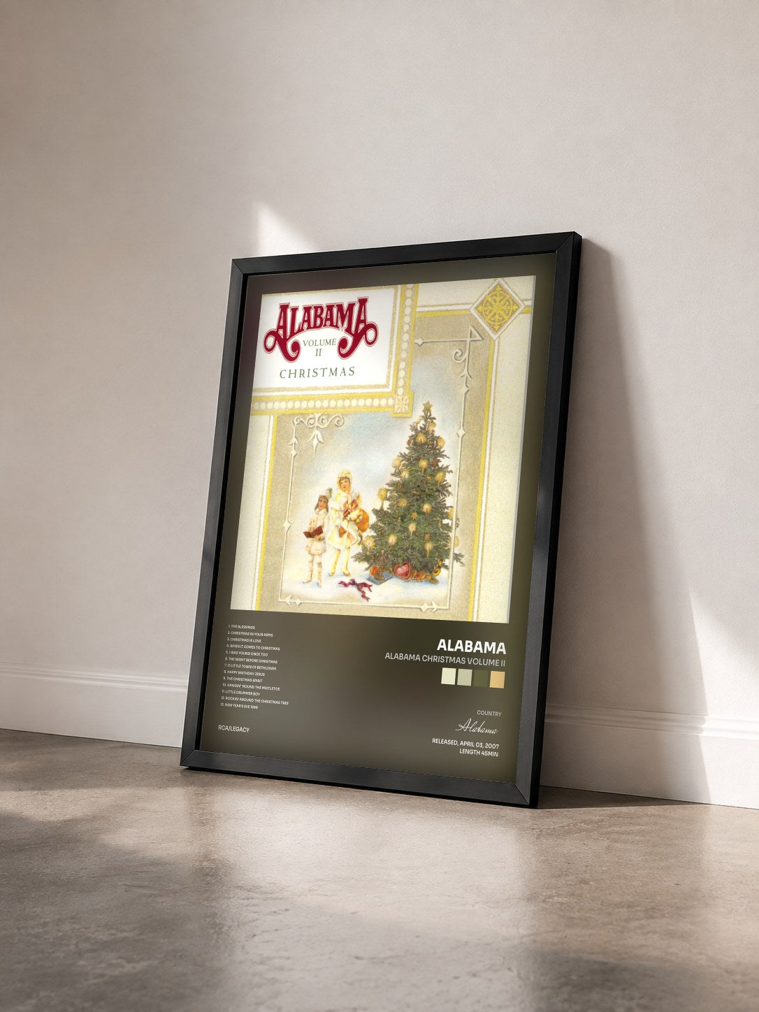 #noir Tableau de l'album Alabama Christmas Volume II de Alabama vu de trois quarts, cadre noir