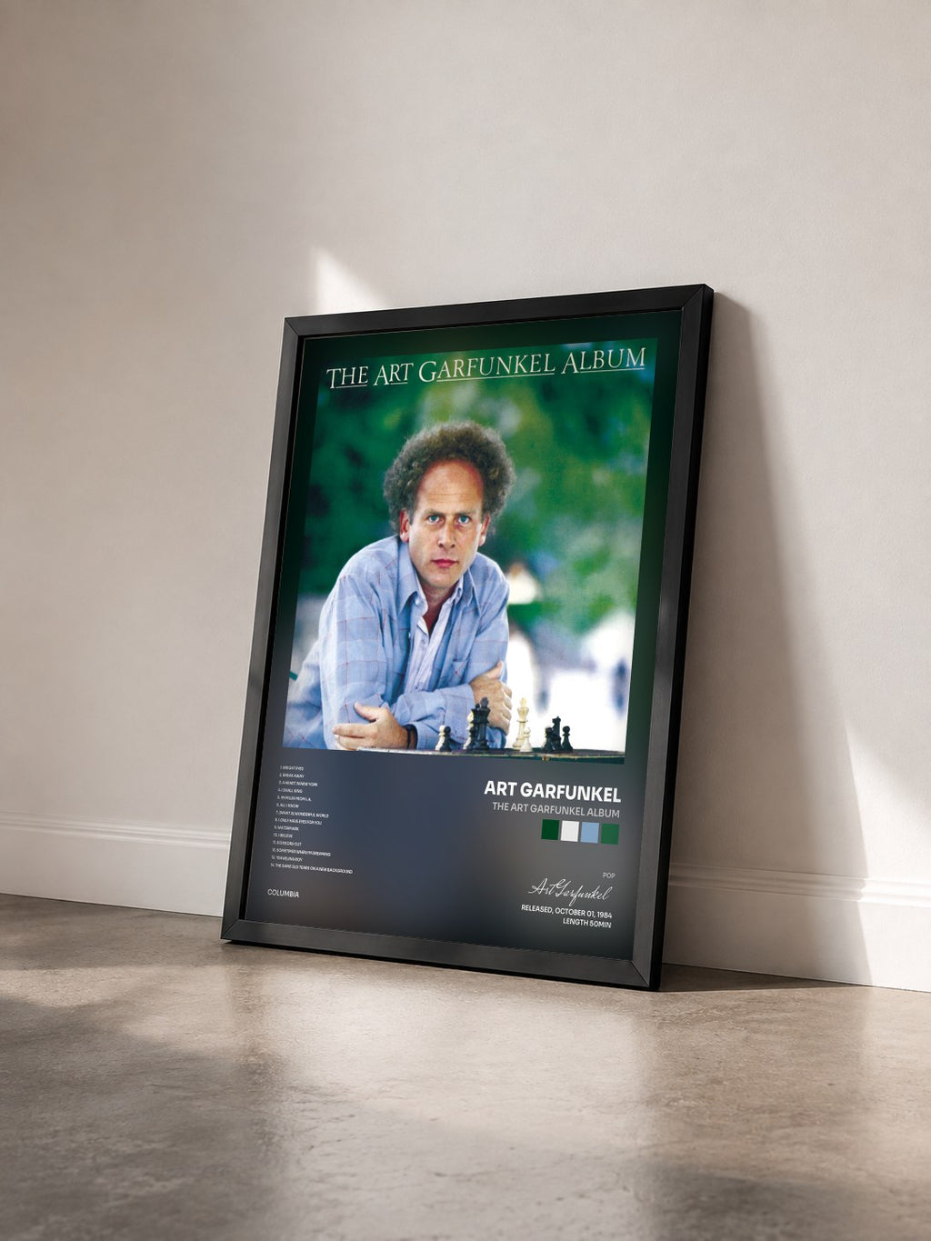 #noir Tableau de l'album The Art Garfunkel Album de Art Garfunkel vu de trois quarts, cadre noir