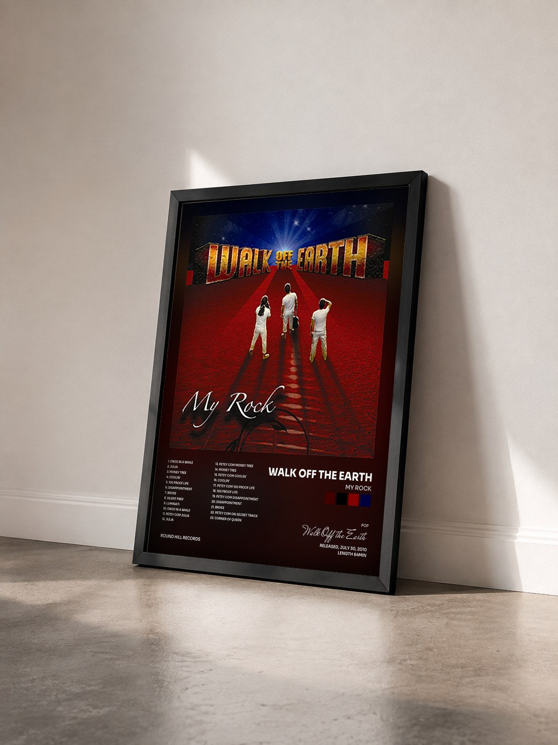 #noir Tableau de l'album My Rock de Walk Off the Earth vu de trois quarts, cadre noir