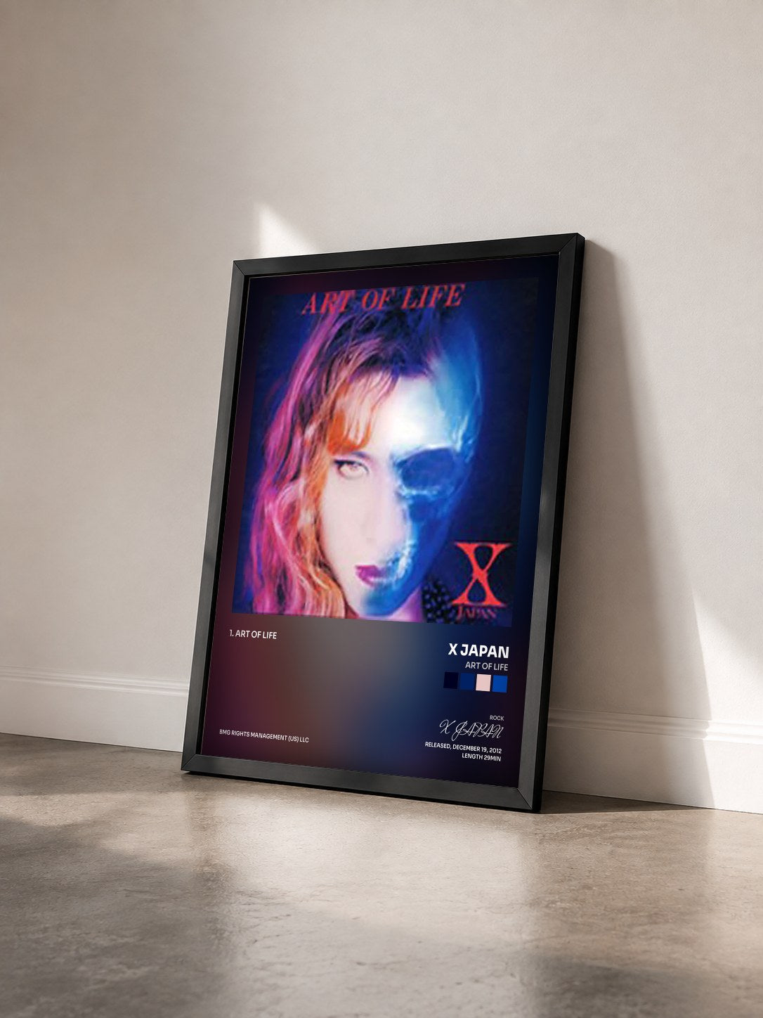 #noir Tableau de l'album Art Of Life de X JAPAN vu de trois quarts, cadre noir