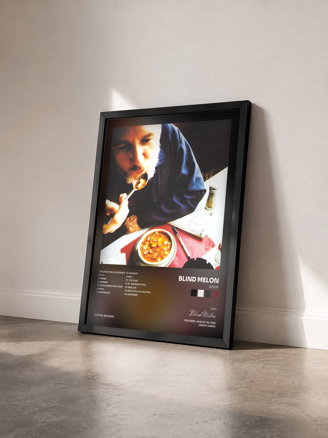 #noir Tableau de l'album Soup de Blind Melon vu de trois quarts, cadre noir