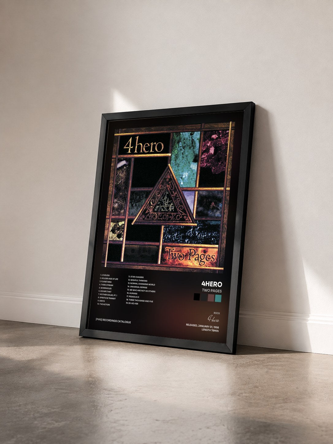 #noir Tableau de l'album Two Pages de 4hero vu de trois quarts, cadre noir