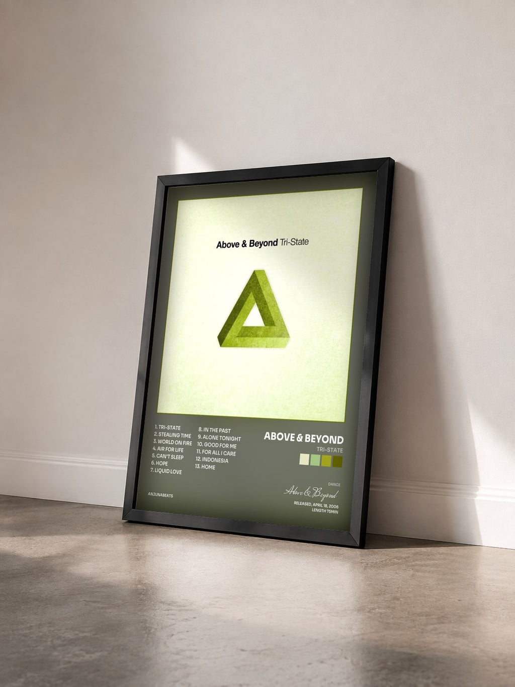 #noir Tableau de l'album Tri-State de Above & Beyond vu de trois quarts, cadre noir