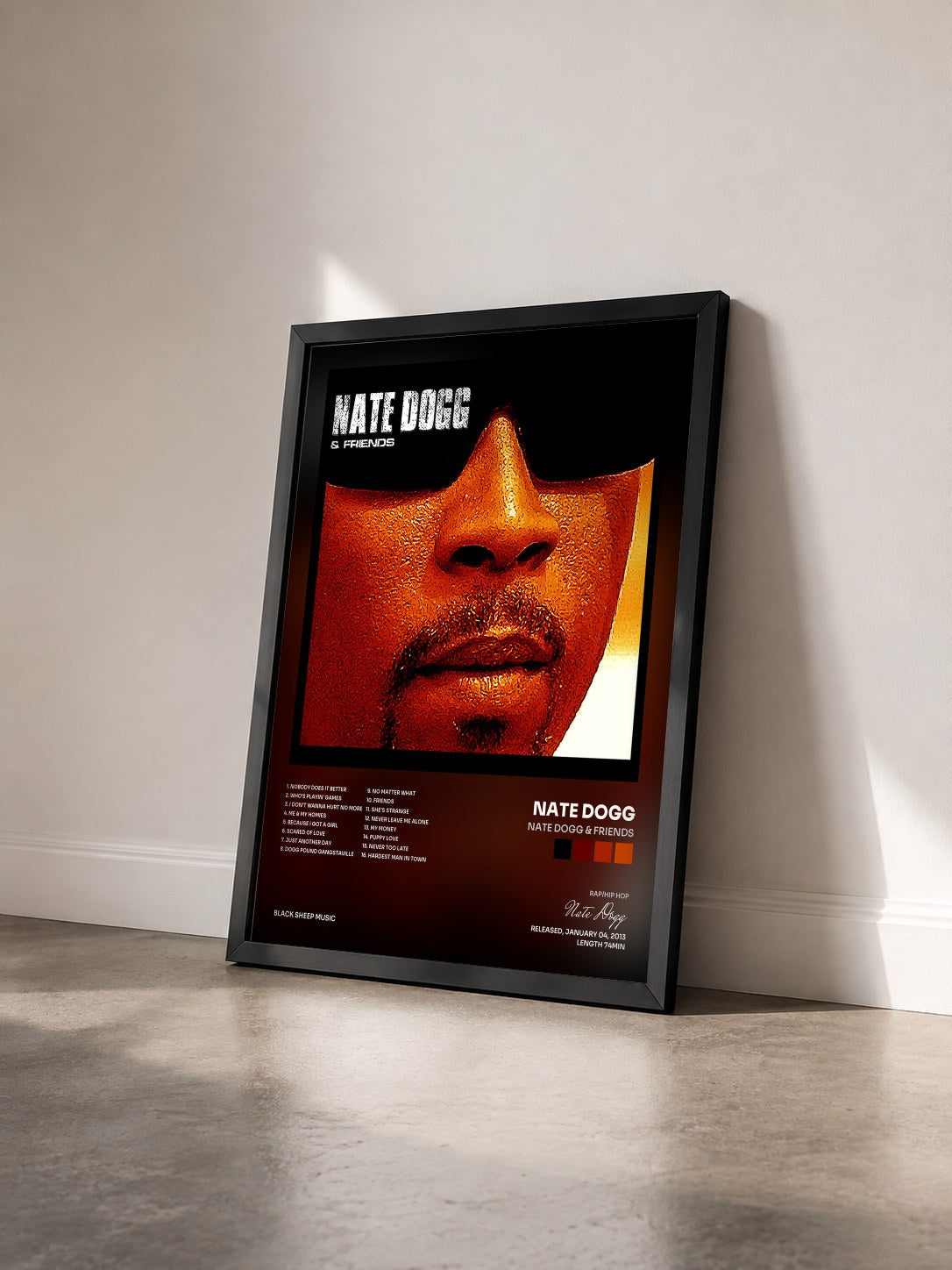 #noir Tableau de l'album Nate Dogg & Friends de Nate Dogg vu de trois quarts, cadre noir