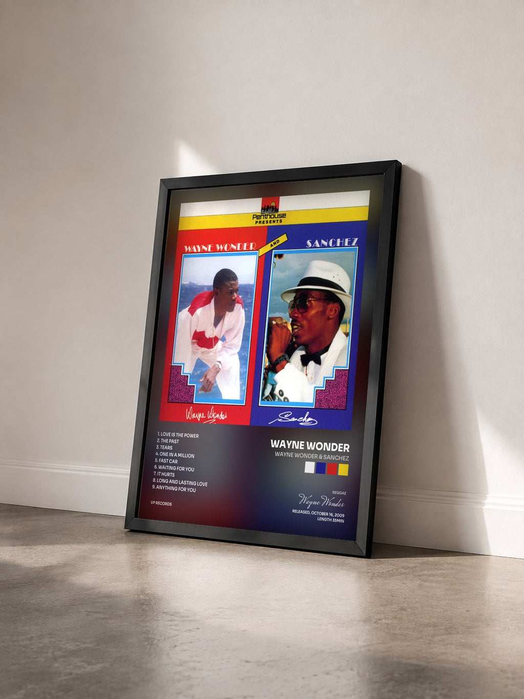 #noir Tableau de l'album Wayne Wonder & Sanchez de Wayne Wonder vu de trois quarts, cadre noir