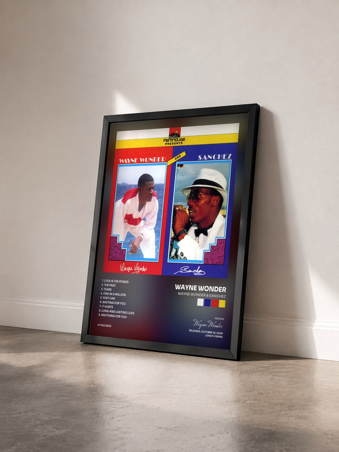 #noir Tableau de l'album Wayne Wonder & Sanchez de Wayne Wonder vu de trois quarts, cadre noir