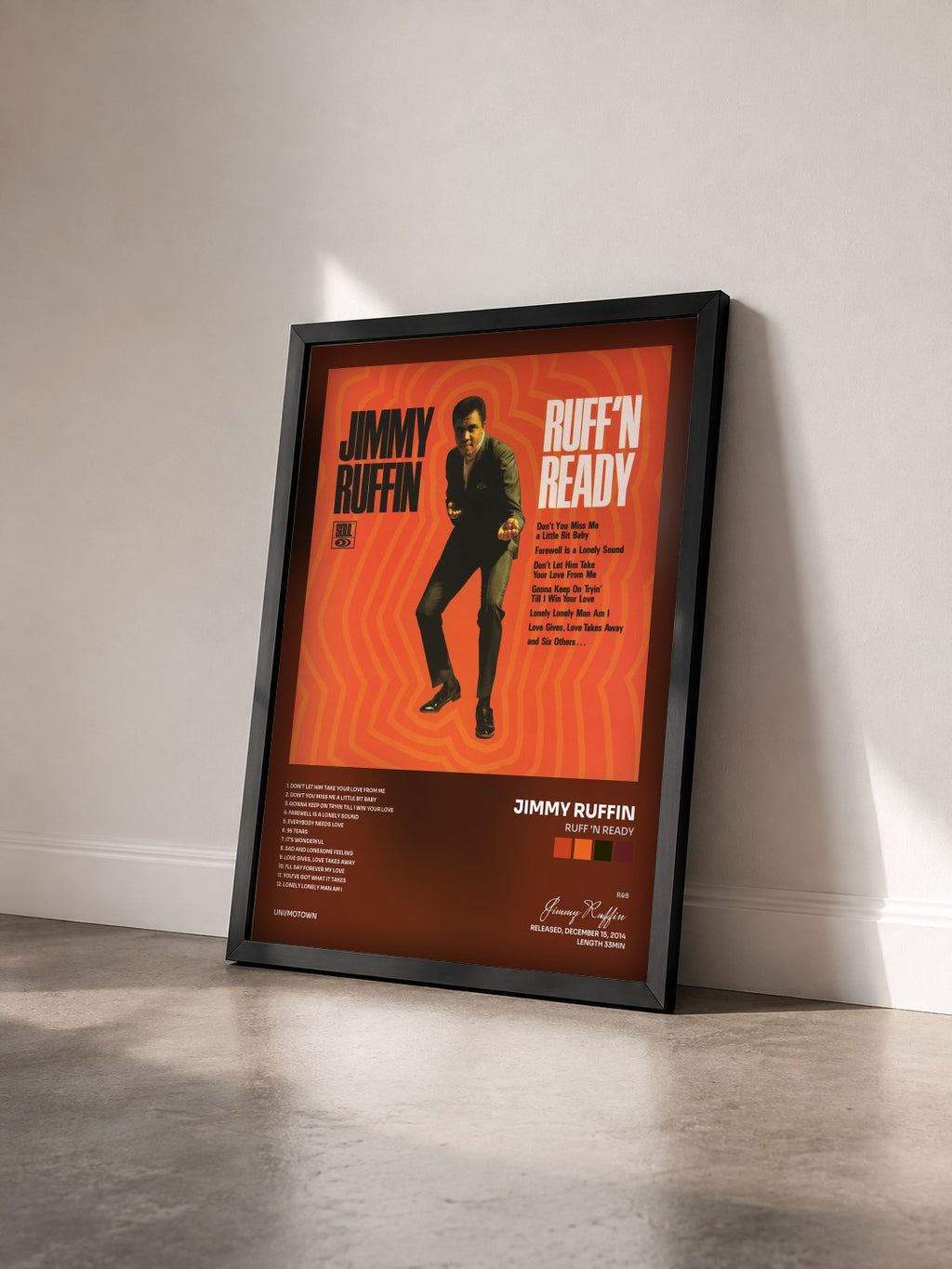 #noir Tableau de l'album Ruff 'N Ready de Jimmy Ruffin vu de trois quarts, cadre noir