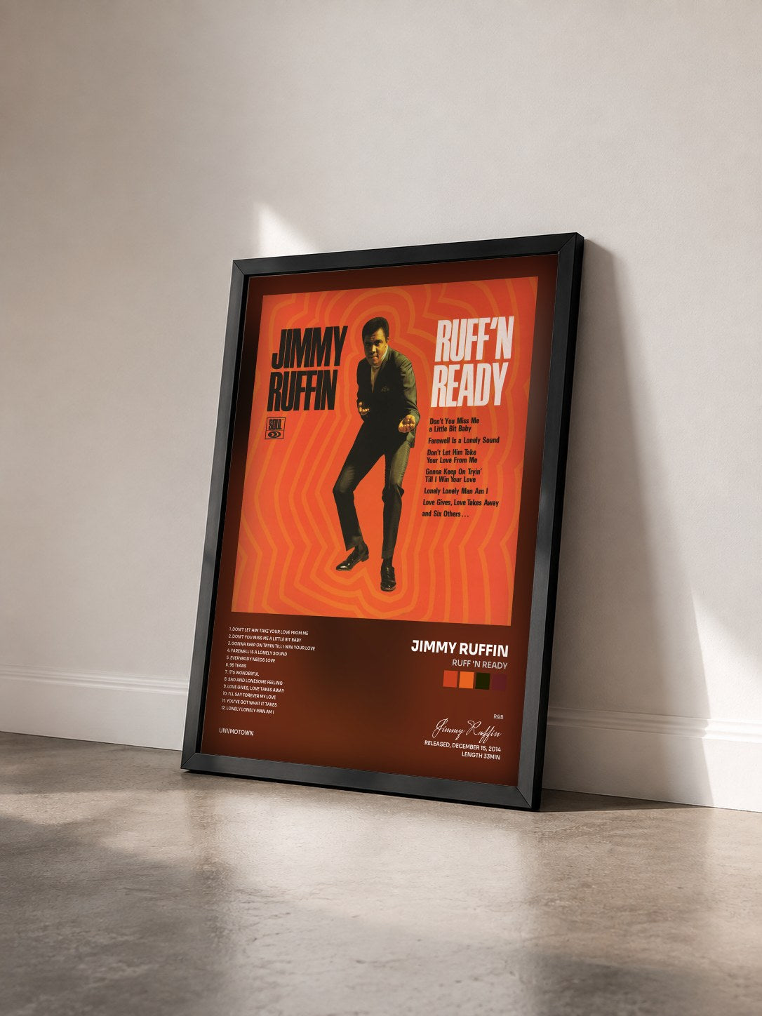 #noir Tableau de l'album Ruff 'N Ready de Jimmy Ruffin vu de trois quarts, cadre noir