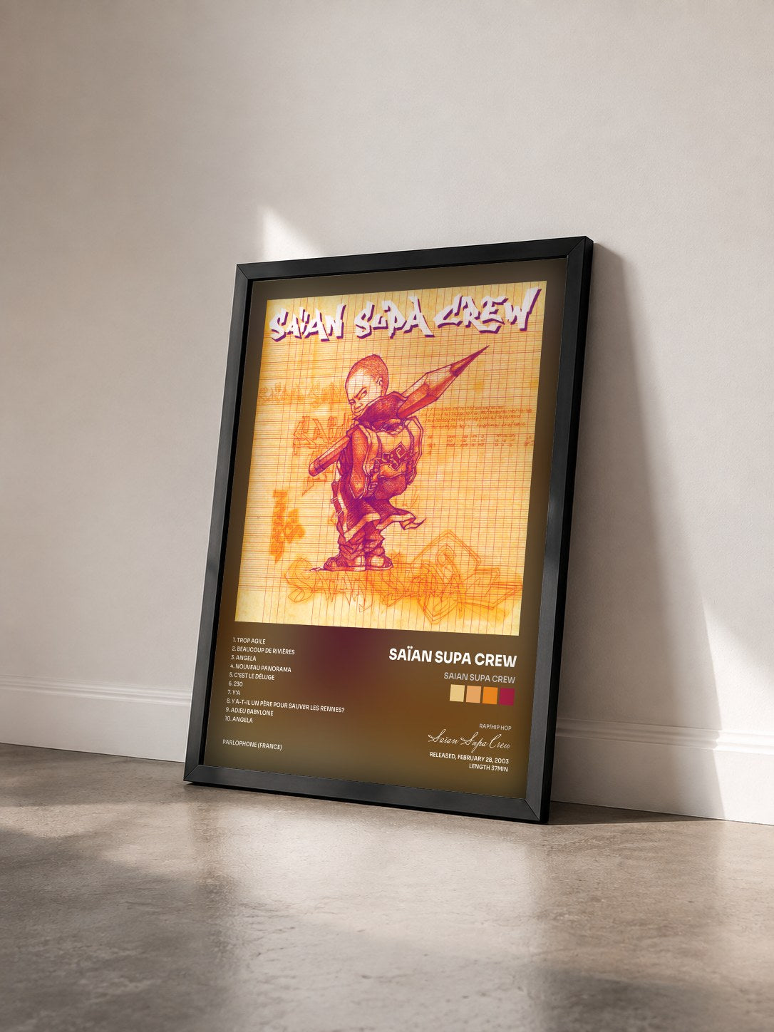 #noir Tableau de l'album Saian Supa Crew de Saïan Supa Crew vu de trois quarts, cadre noir