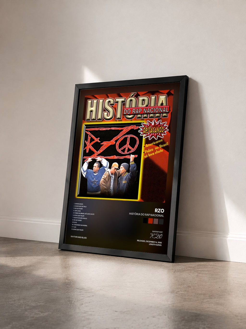#noir Tableau de l'album História do Rap Nacional de RZO vu de trois quarts, cadre noir