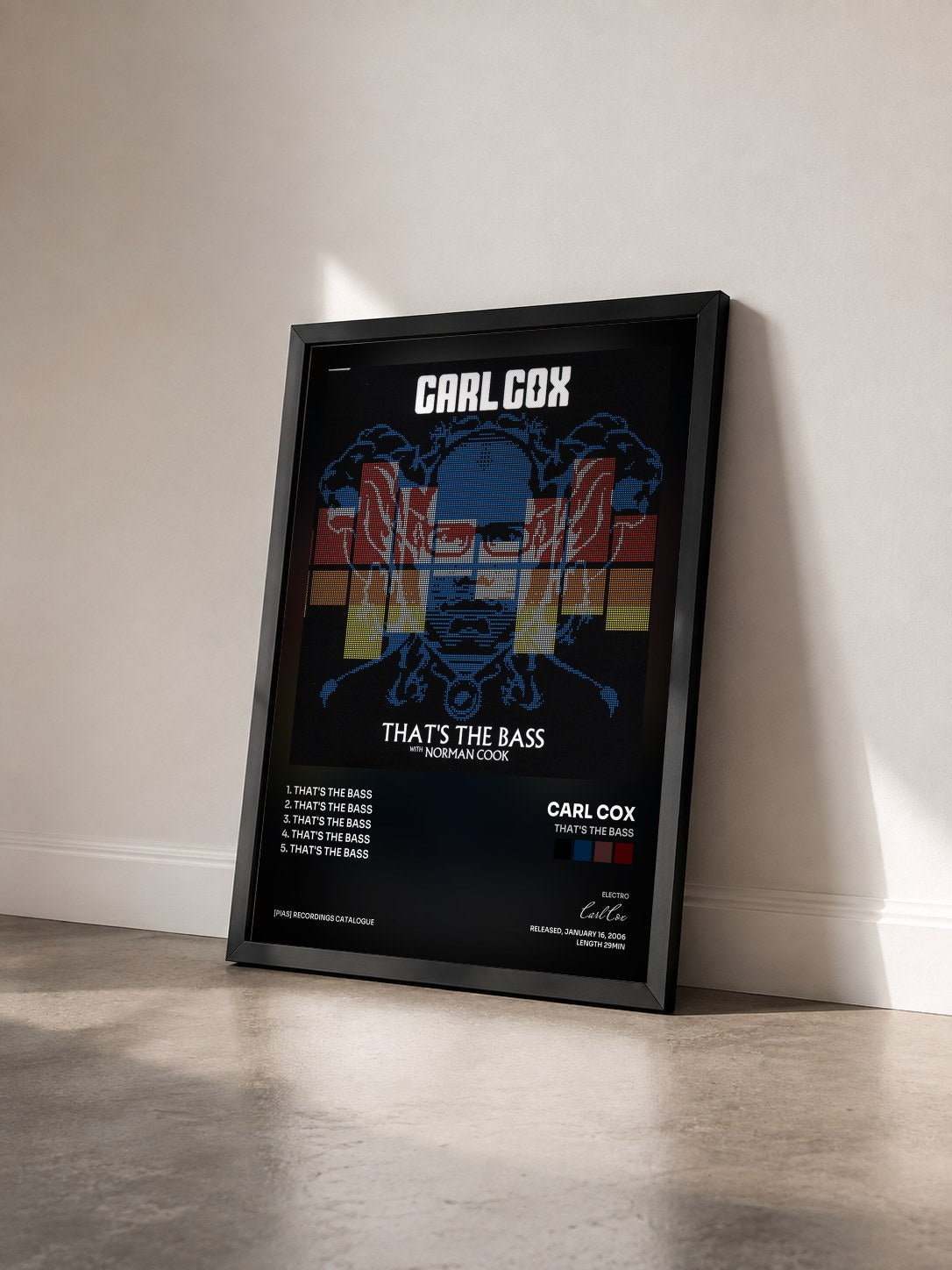 #noir Tableau de l'album That's The Bass de Carl Cox vu de trois quarts, cadre noir