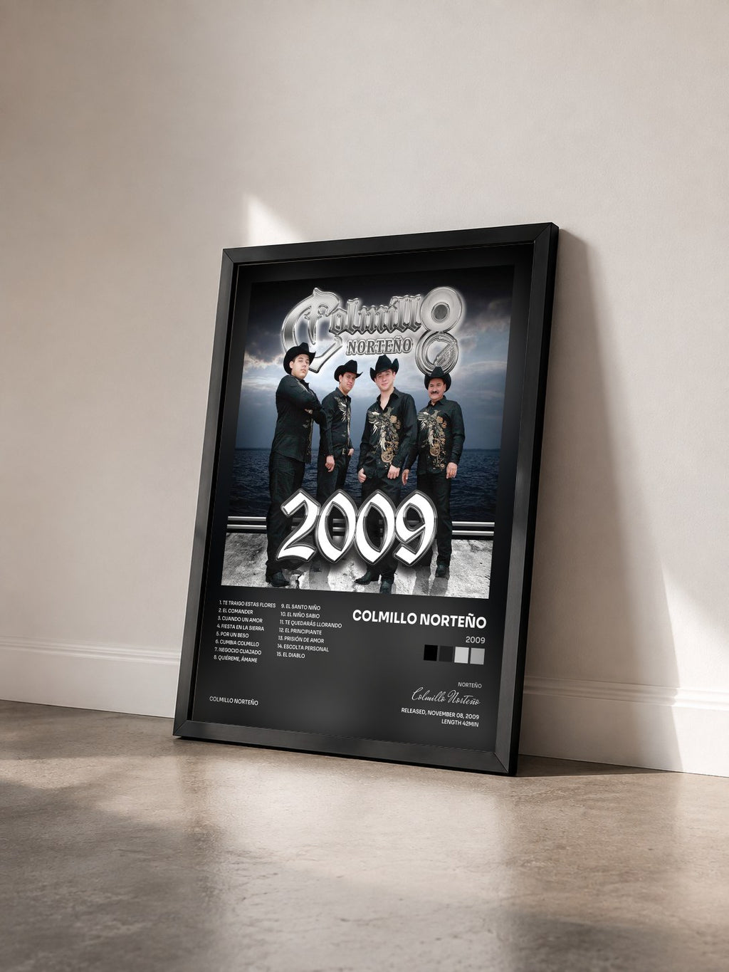 #noir Tableau de l'album 2009 de Colmillo Norteño vu de trois quarts, cadre noir