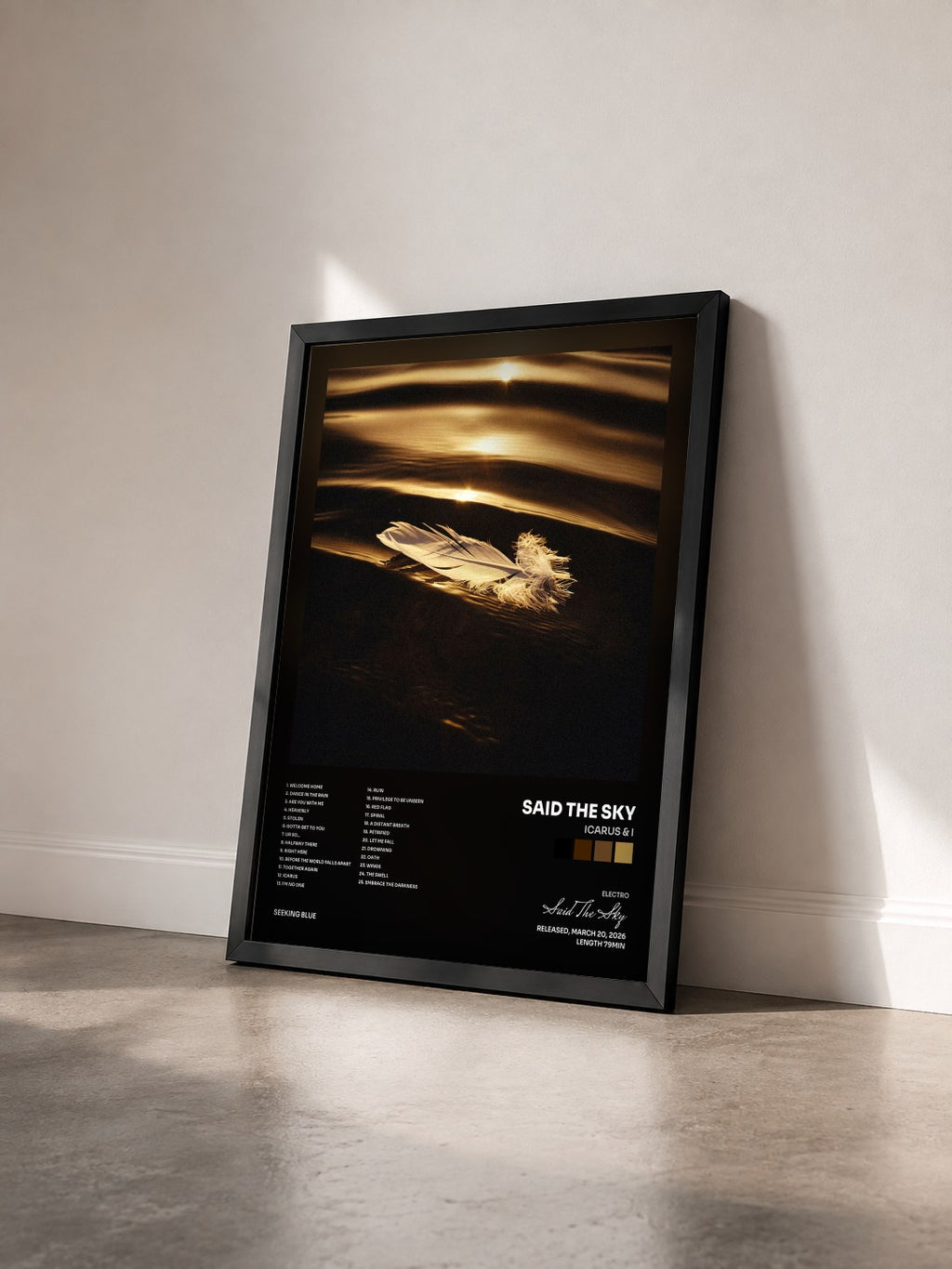 #noir Tableau de l'album Icarus & I de Said The Sky vu de trois quarts, cadre noir