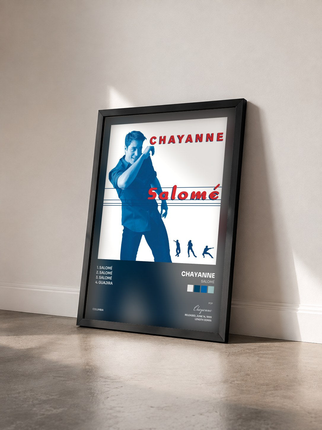 #noir Tableau de l'album Salomé de Chayanne vu de trois quarts, cadre noir