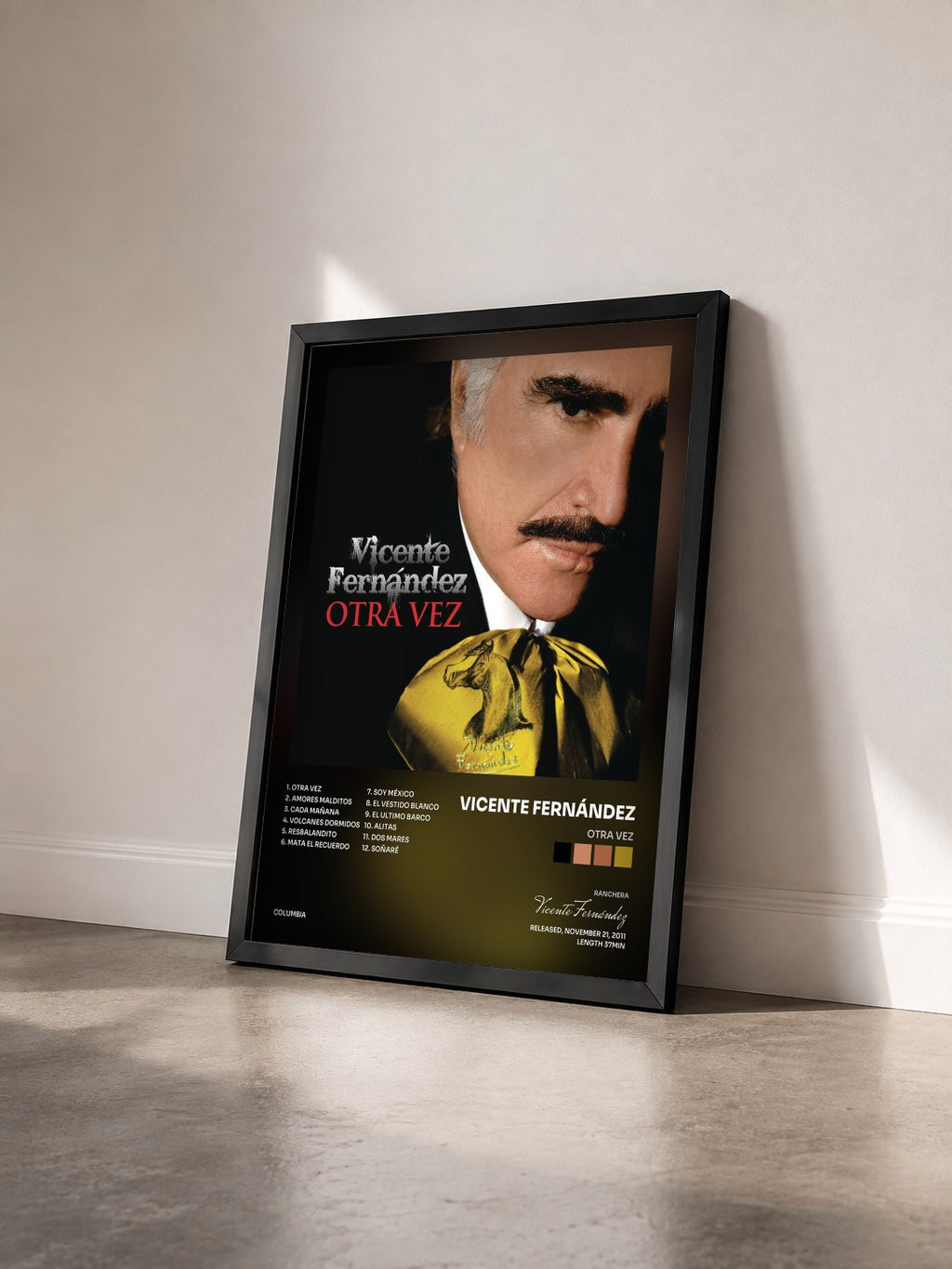 #noir Otra Vez di Vicente Fernández in stampa incorniciata vista di tre quarti, cornice nera
