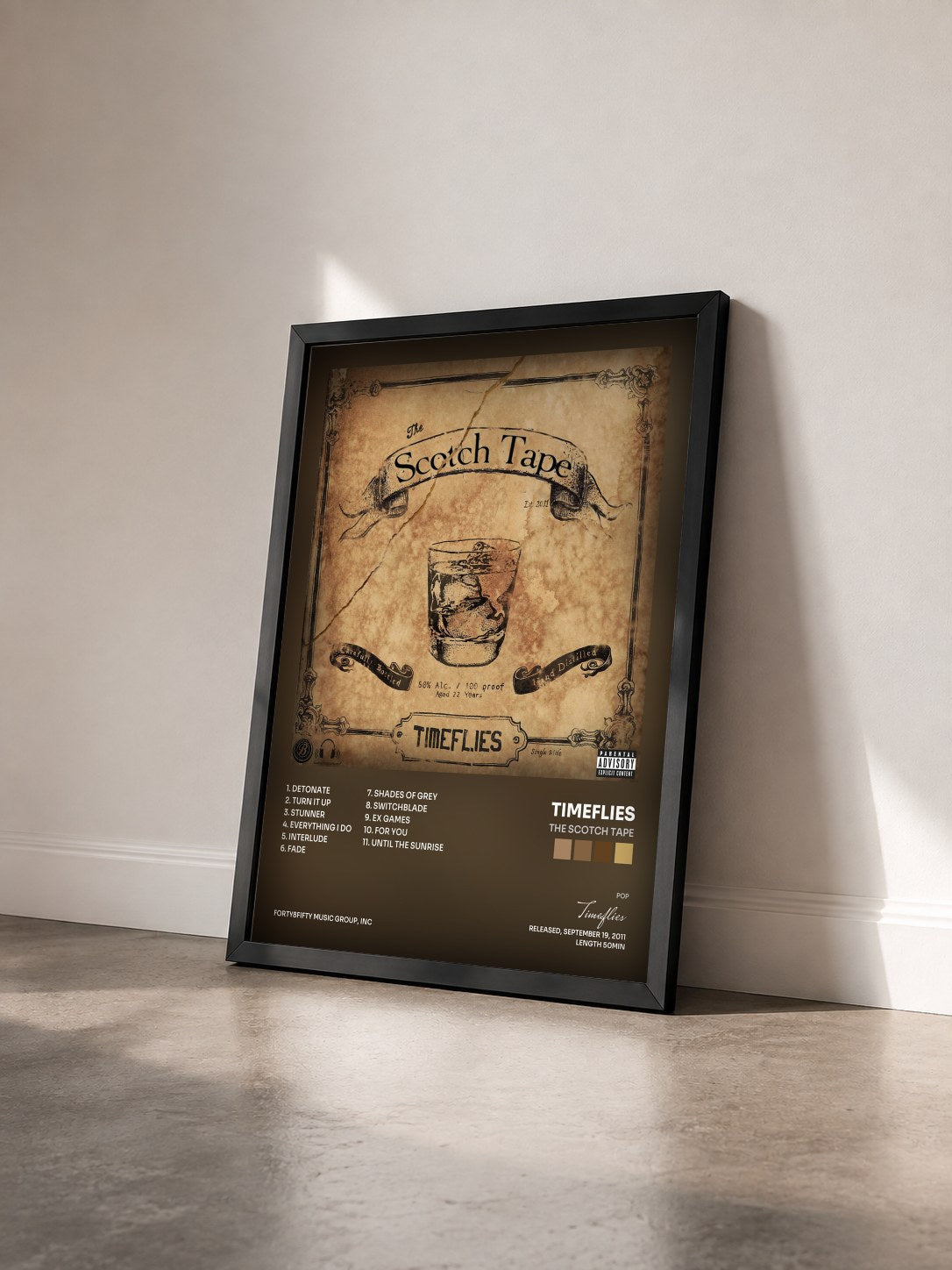 #noir Tableau de l'album The Scotch Tape de Timeflies vu de trois quarts, cadre noir