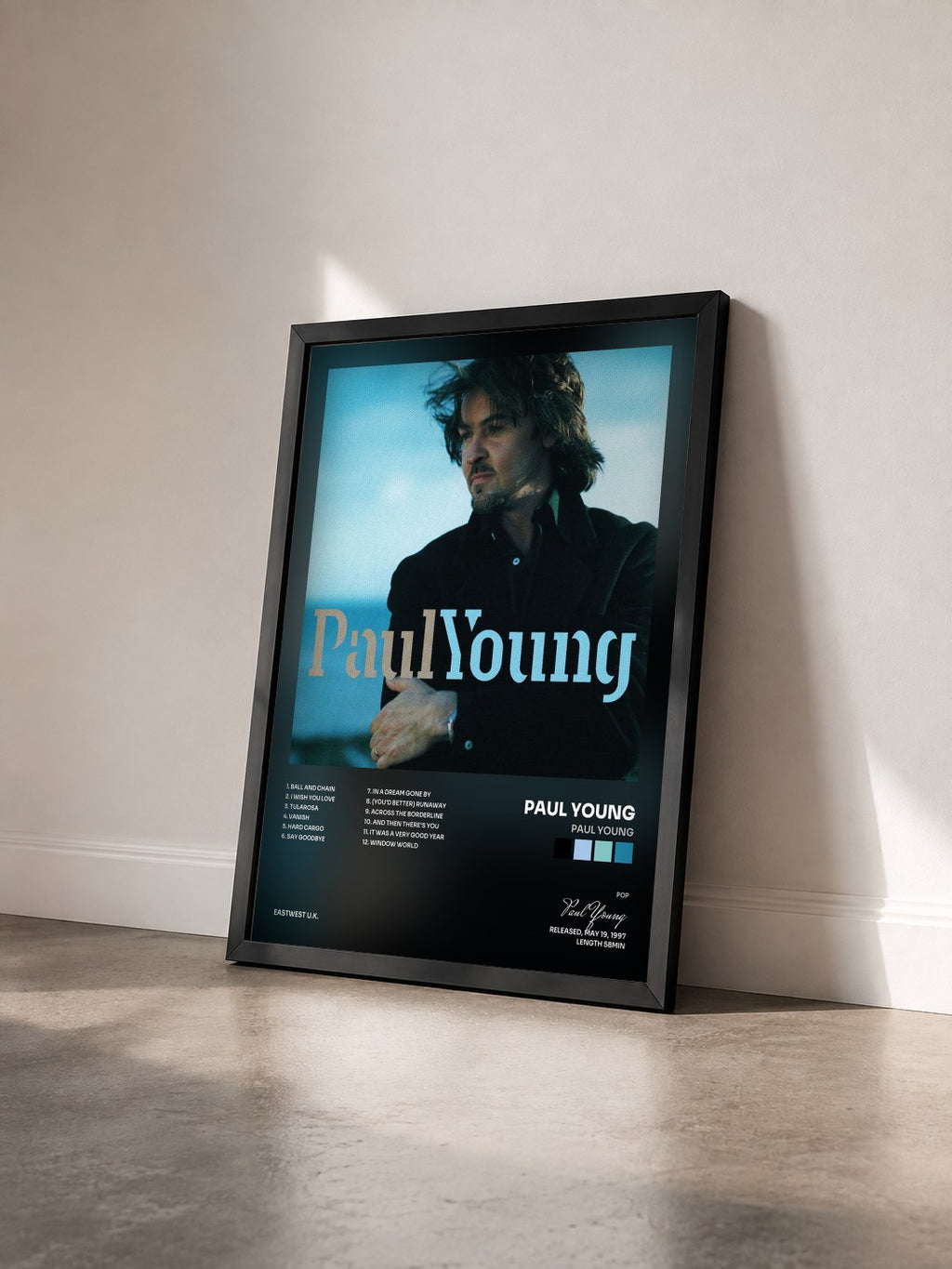 #noir Tableau de l'album Paul Young de Paul Young vu de trois quarts, cadre noir