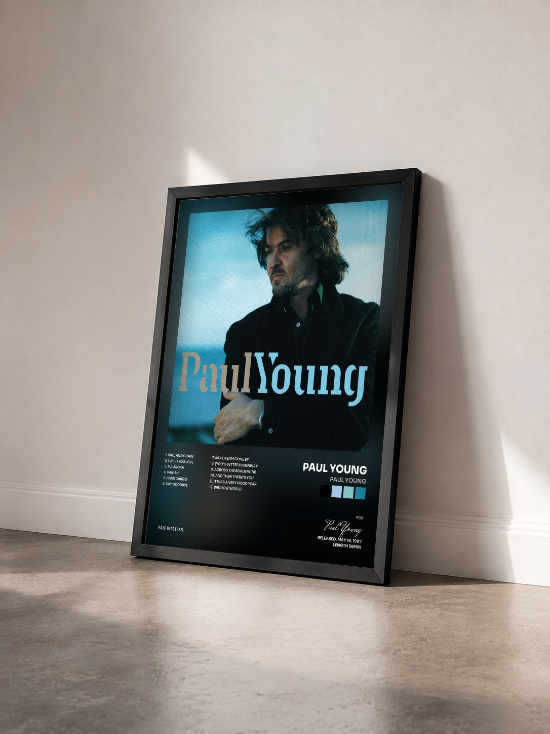 #noir Tableau de l'album Paul Young de Paul Young vu de trois quarts, cadre noir
