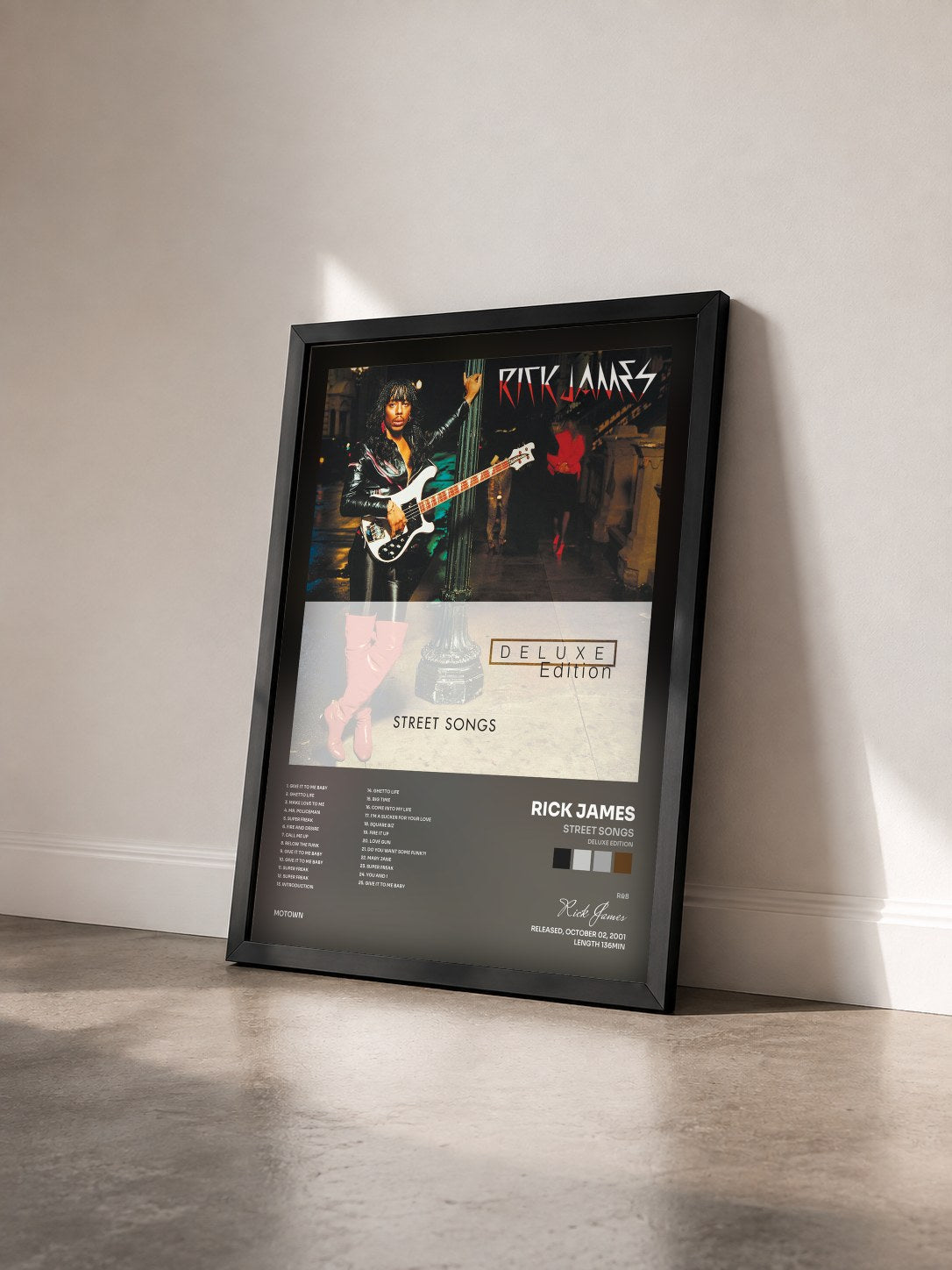 #noir Tableau de l'album Street Songs (Deluxe Edition) de Rick James vu de trois quarts, cadre noir