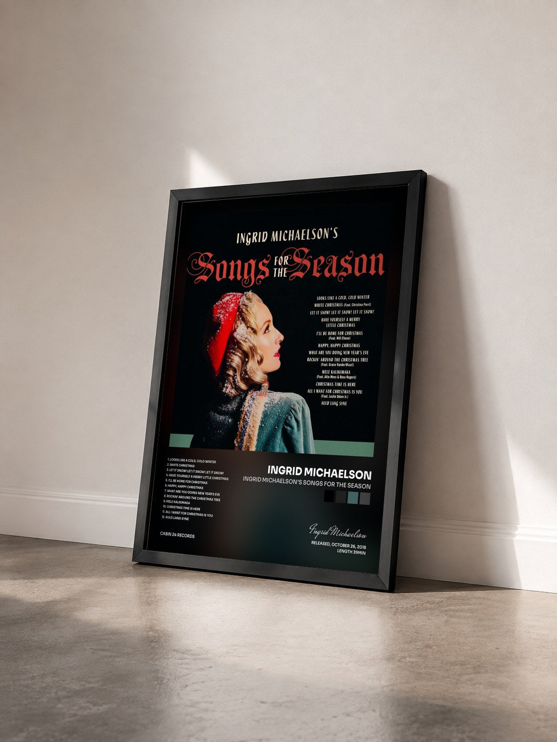 #noir Tableau de l'album Ingrid Michaelson's Songs For The Season de Ingrid Michaelson vu de trois quarts, cadre noir