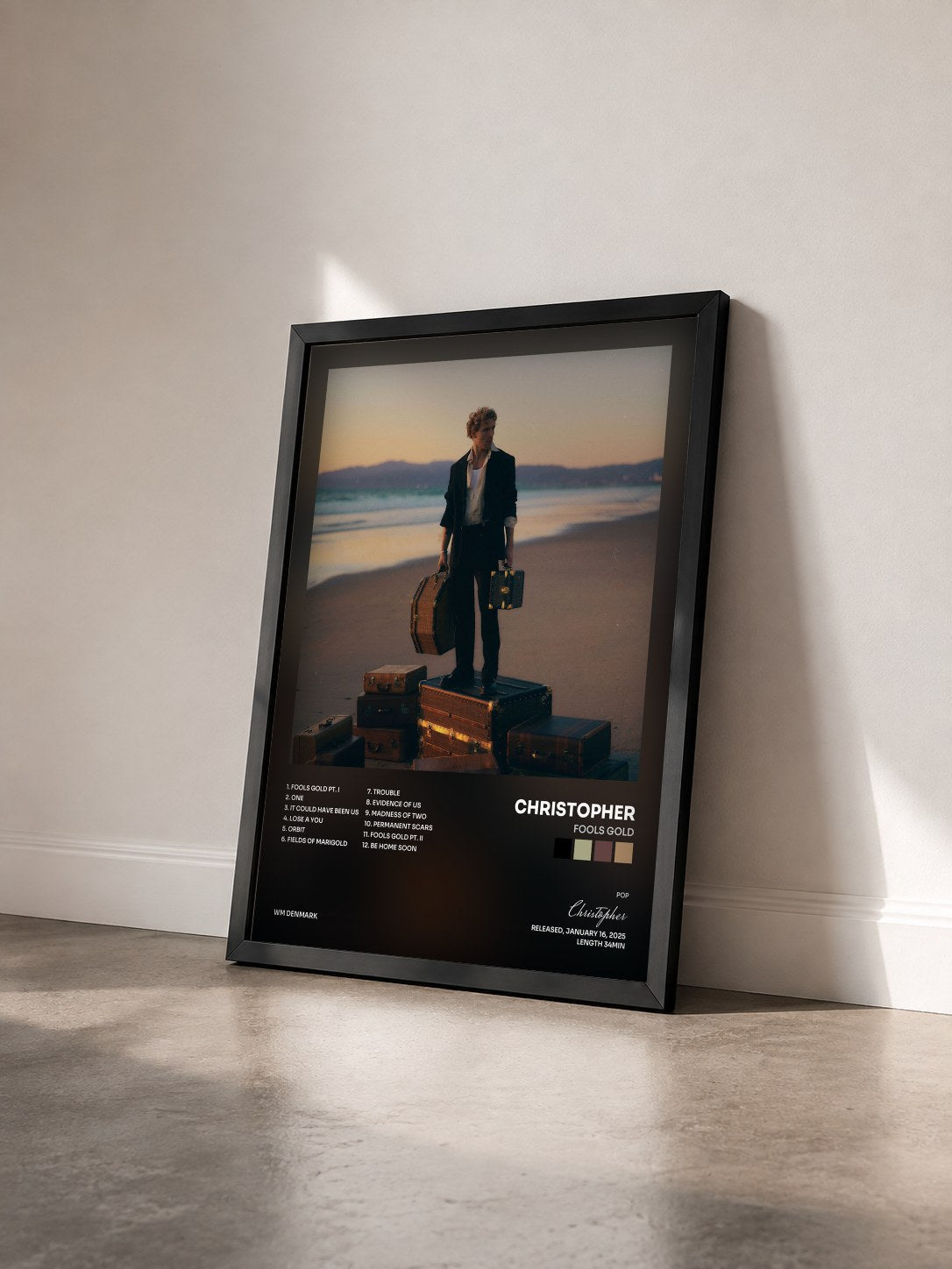 #noir Tableau de l'album Fools Gold de Christopher vu de trois quarts, cadre noir
