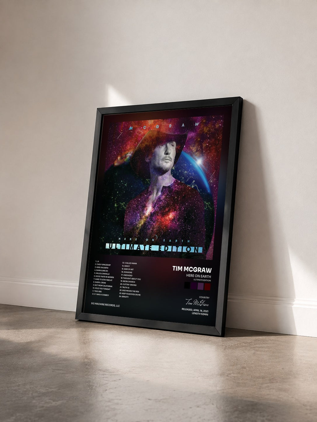 #noir Tableau de l'album Here On Earth (Ultimate Edition) de Tim McGraw vu de trois quarts, cadre noir